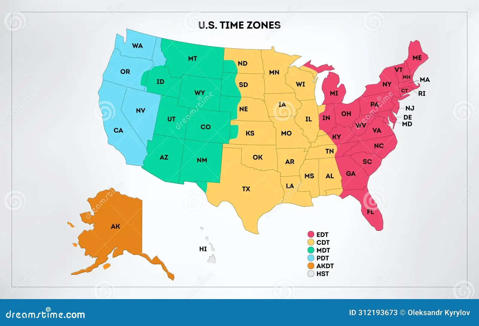 USA Time Zones Infographic Map Colorful United States Of America Geography Time Zones Stock Vector Illustration Of World Business 312193673