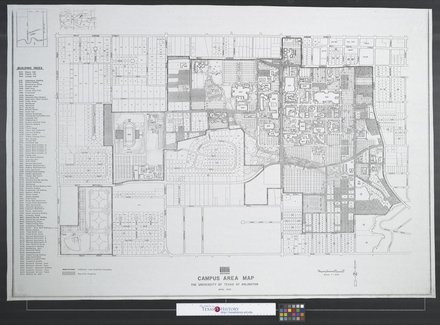 UTA Campus Area Map The Portal To Texas History