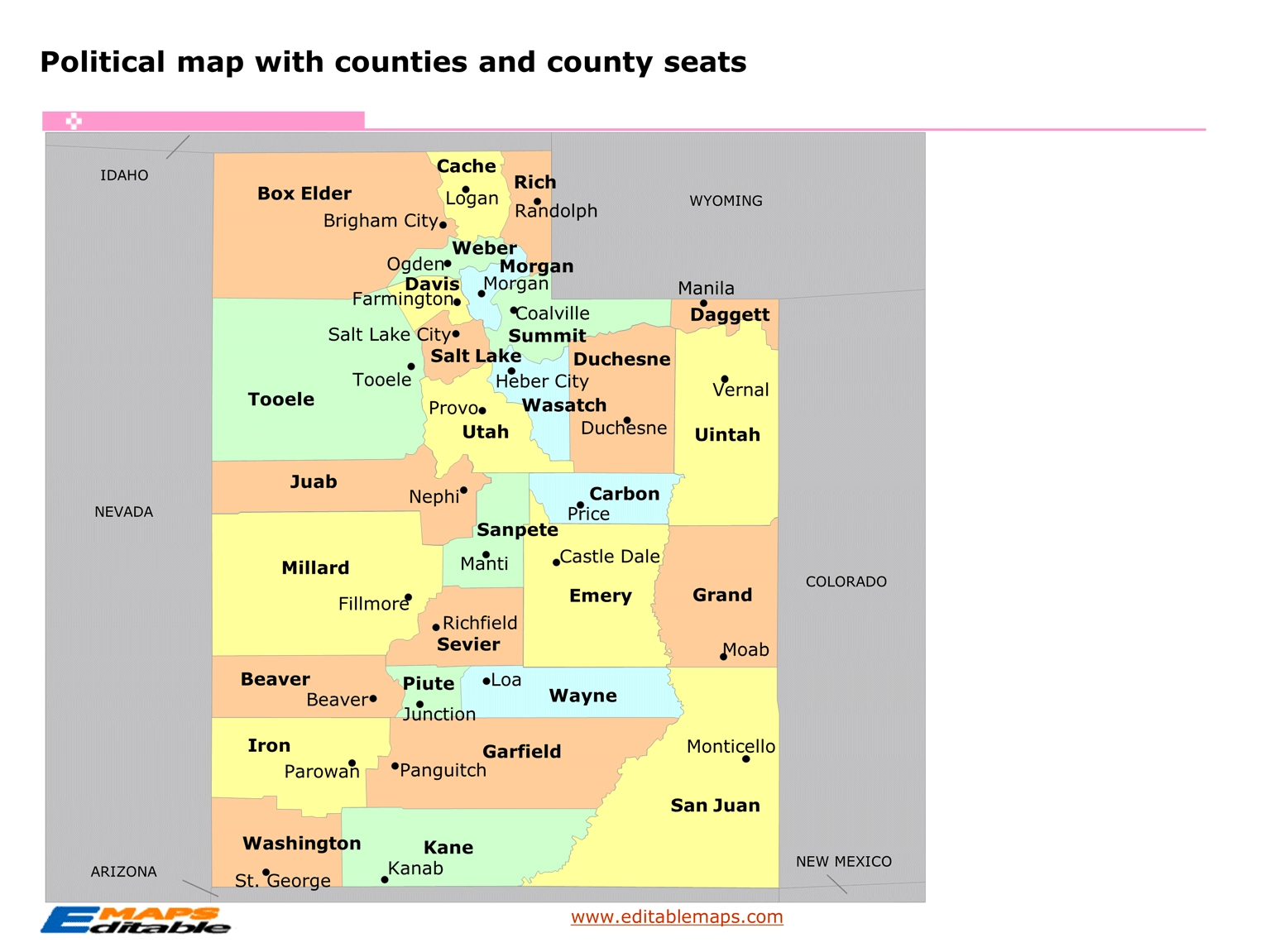 Utah County Map Editable PowerPoint Maps