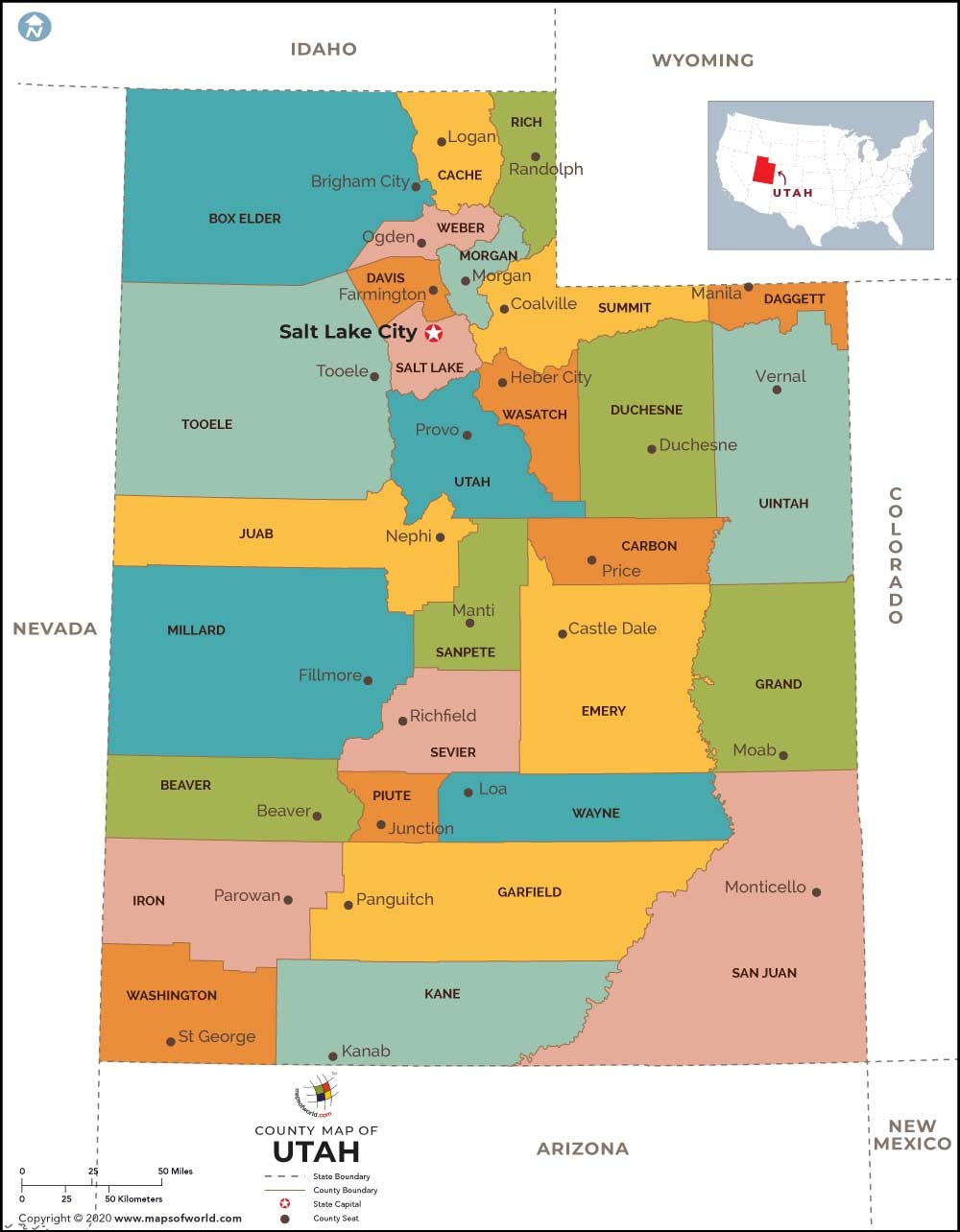 Utah County Map Utah Counties