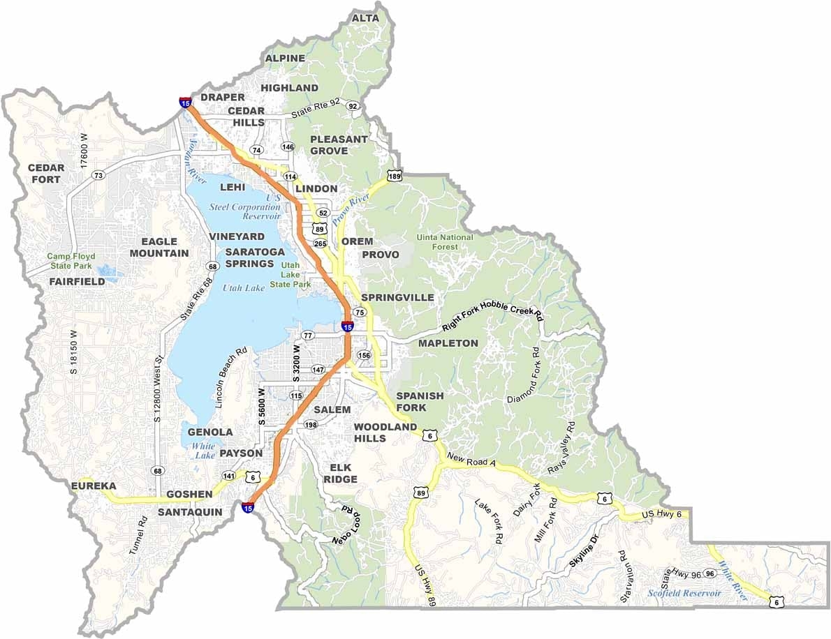 Utah County Map Utah US County Maps