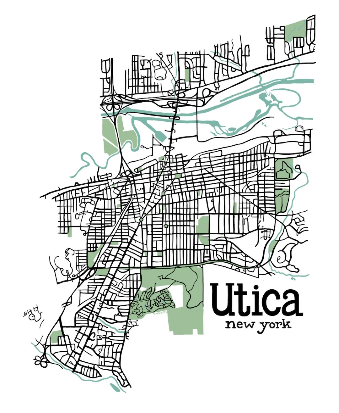 Utica NY Map Fine Art Print Etsy Ireland
