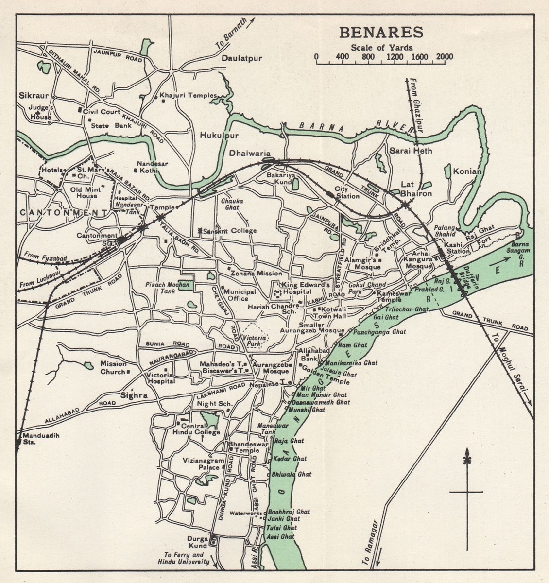 VARANASI Benares City Plan Ganges Temples Cantonment India 1965 Old Map EBay VARANASI Benares City Plan Ganges Temples Cantonment India 1965 Old Map EBay