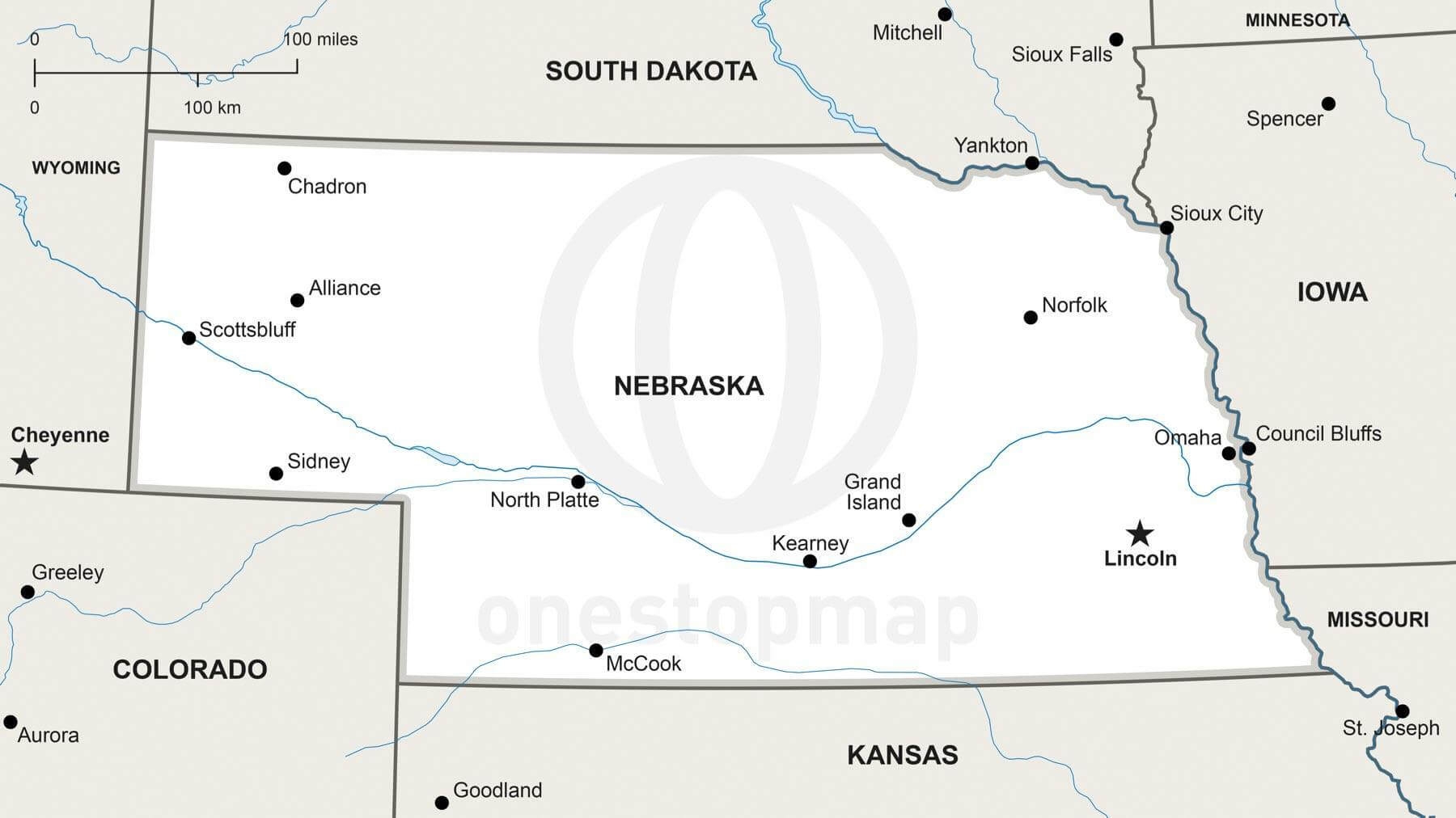 cities of nebraska map cities of nebraska map