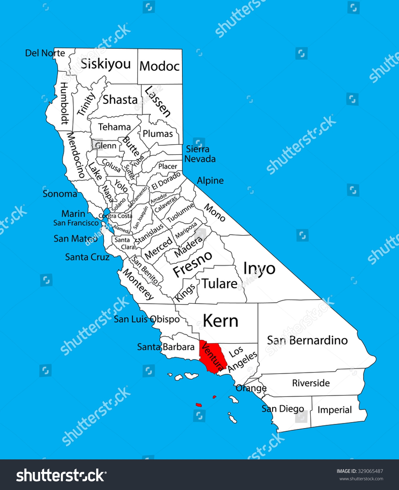 Ventura County California United States America Stock Vector Royalty Free 329065487 Shutterstock