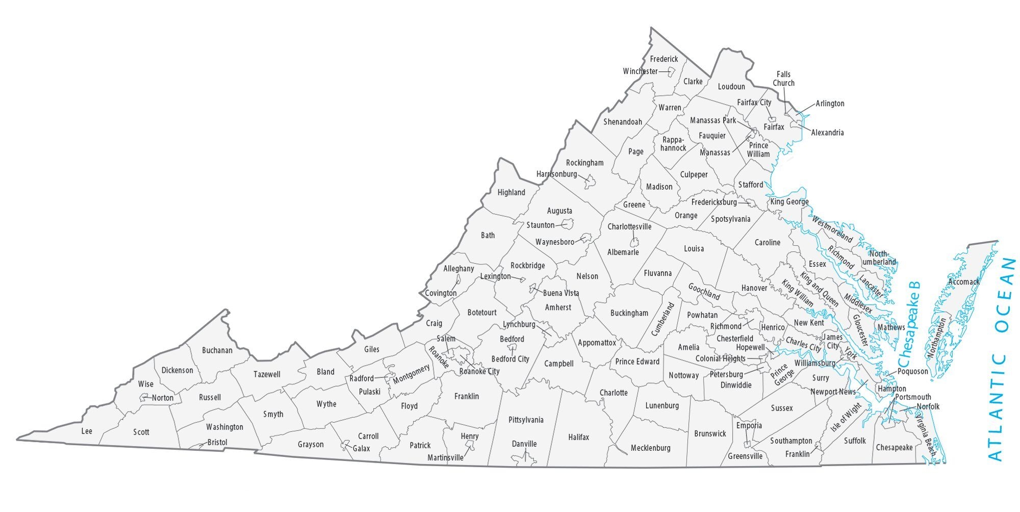 virginia state map printable
