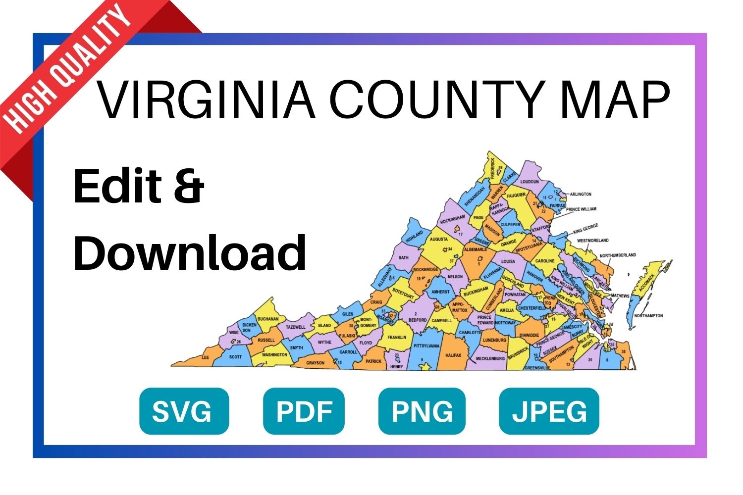 virginia county map with zip codes
