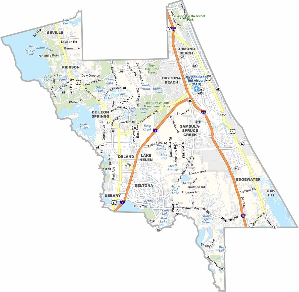 Volusia County Map Florida US County Maps
