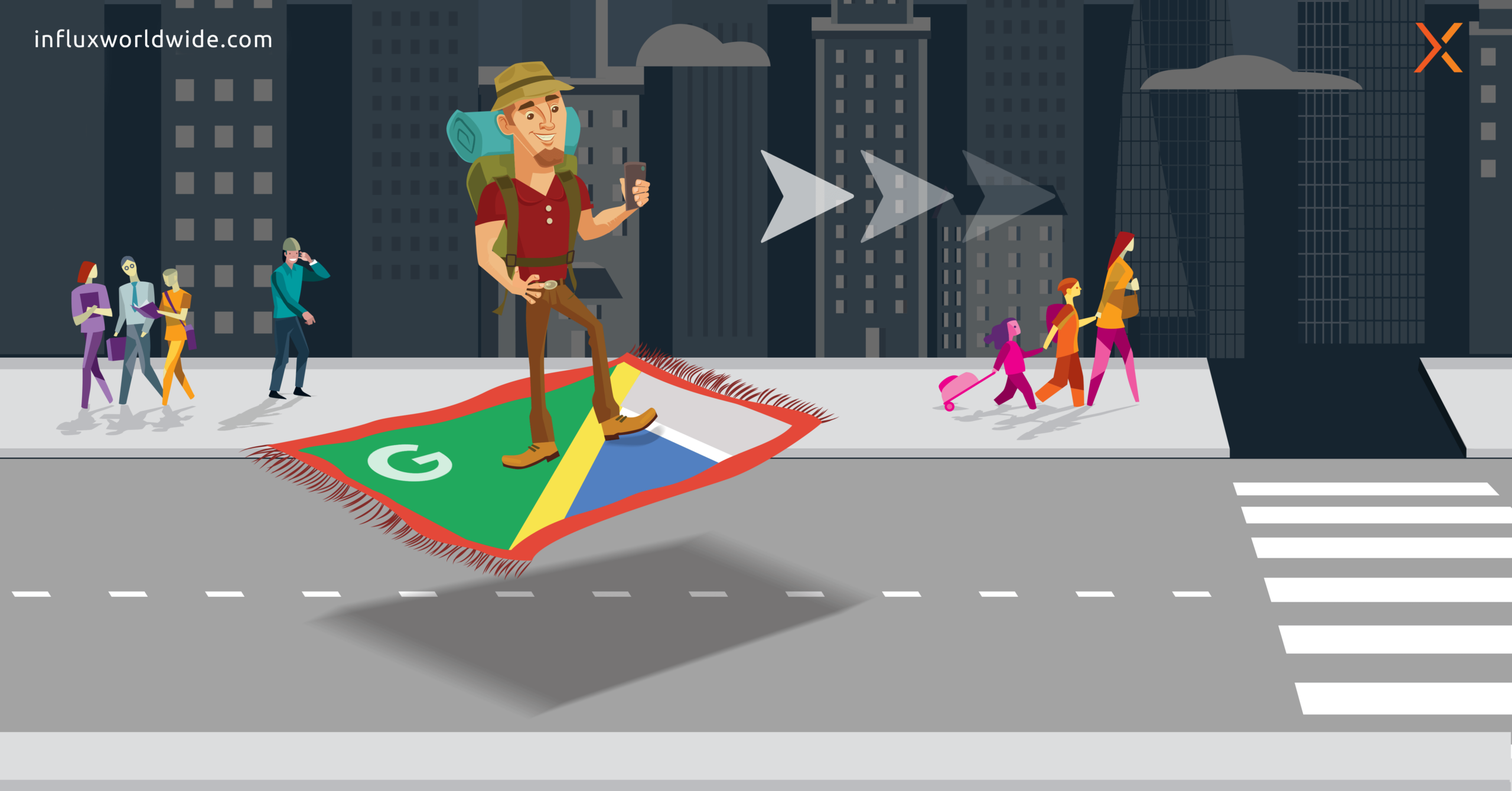google city map cartoon intersection