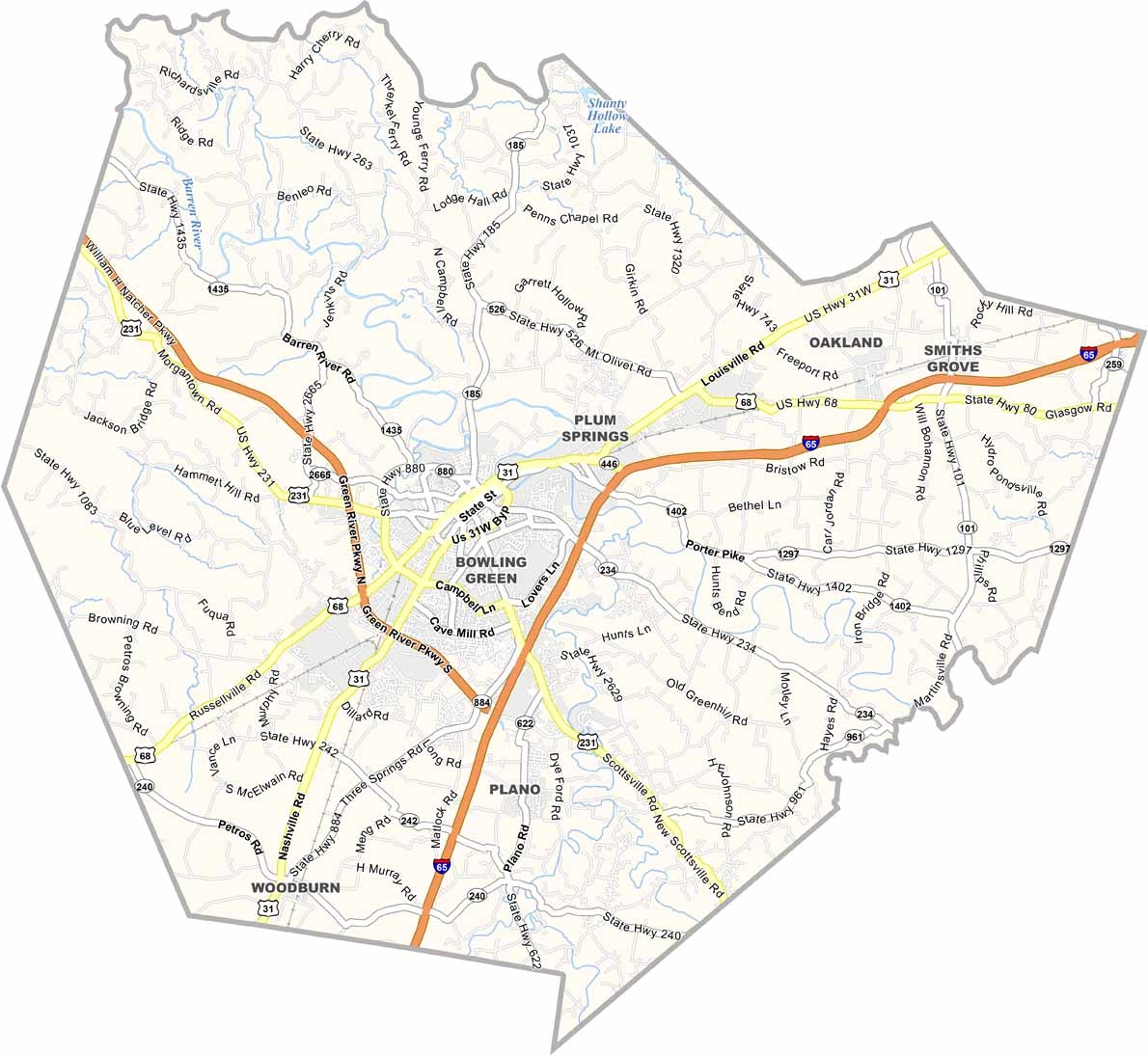 Warren County Map Kentucky US County Maps