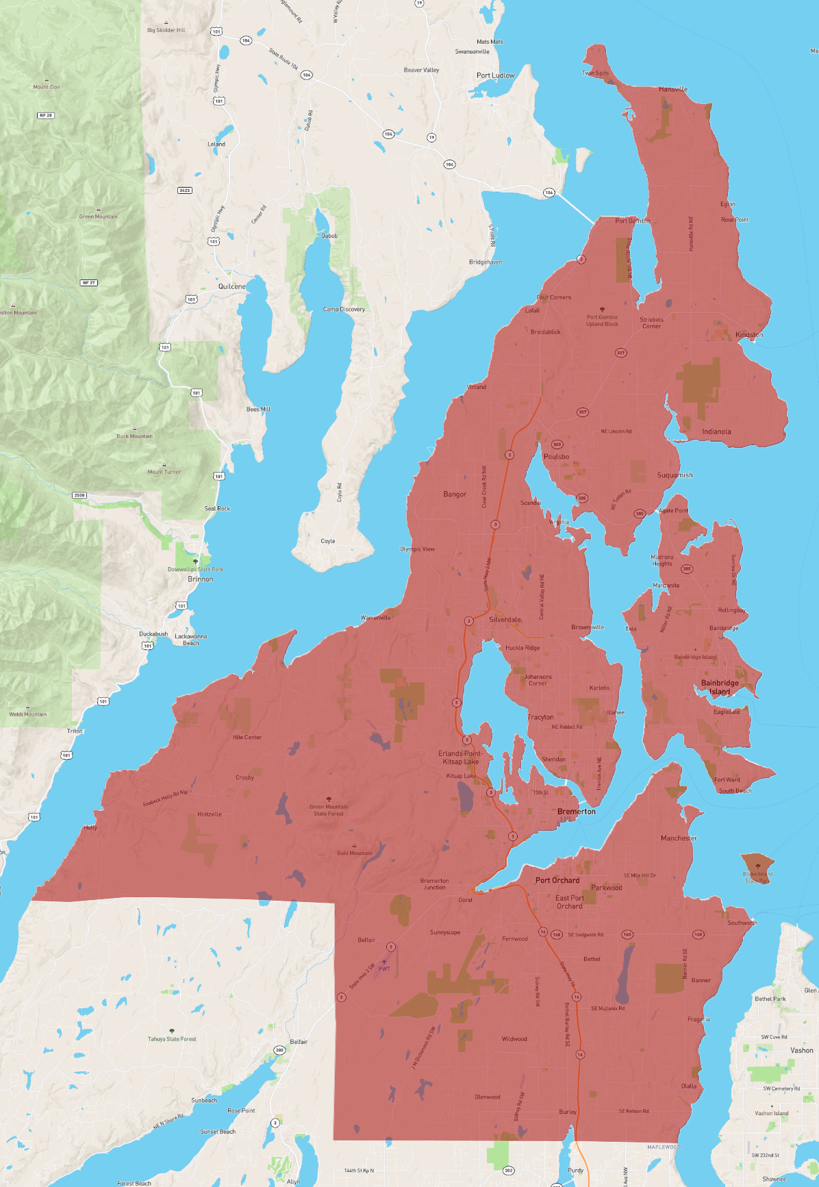 map of kitsap county washington