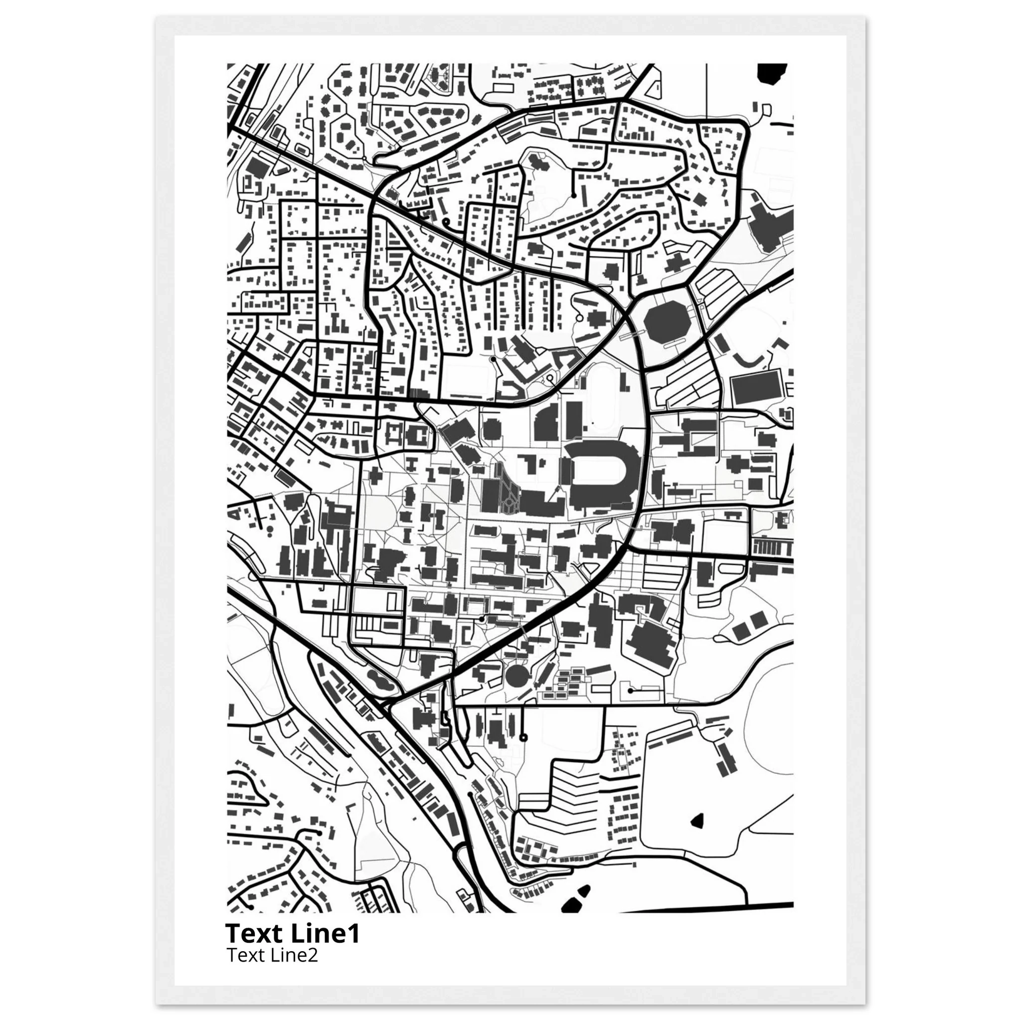 Washington State University Campus Map Poster Graduation Gift Ink And Atlas