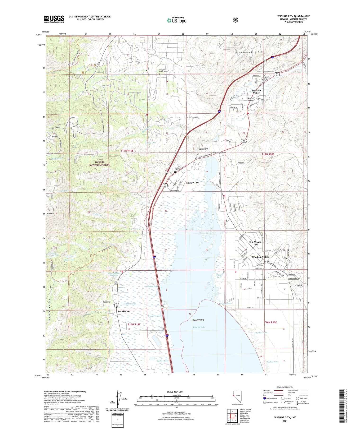 Washoe City Nevada US Topo Map MyTopo Map Store