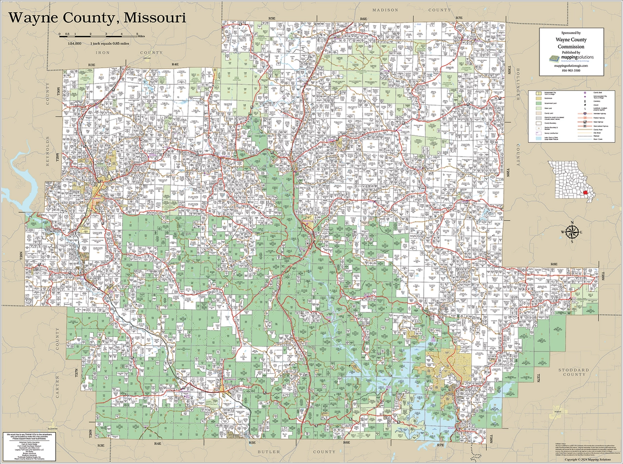Wayne County Missouri 2024 Wall Map Mapping Solutions Wayne County Missouri 2024 Wall Map Mapping Solutions
