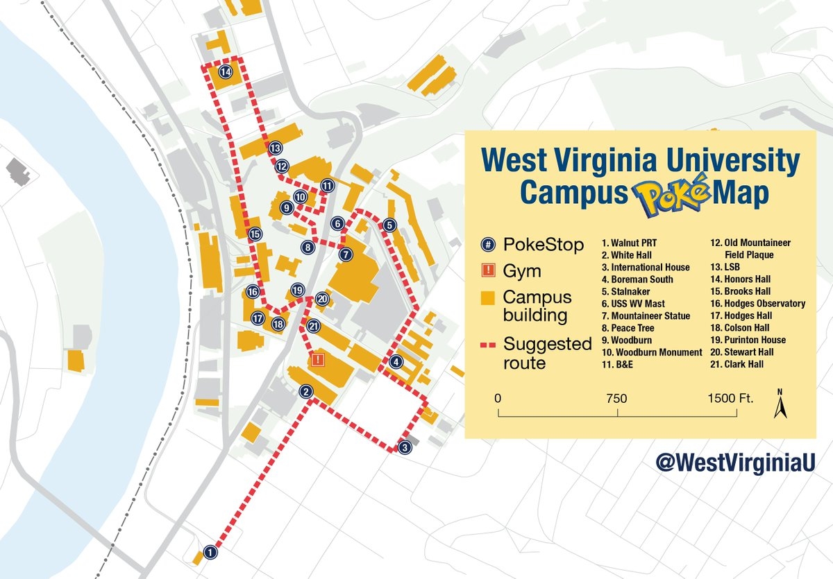 We Know It s Hard Work Trying To Catch em All So We ve Made It Easy For You The WVU Campus PokemonGO Map 