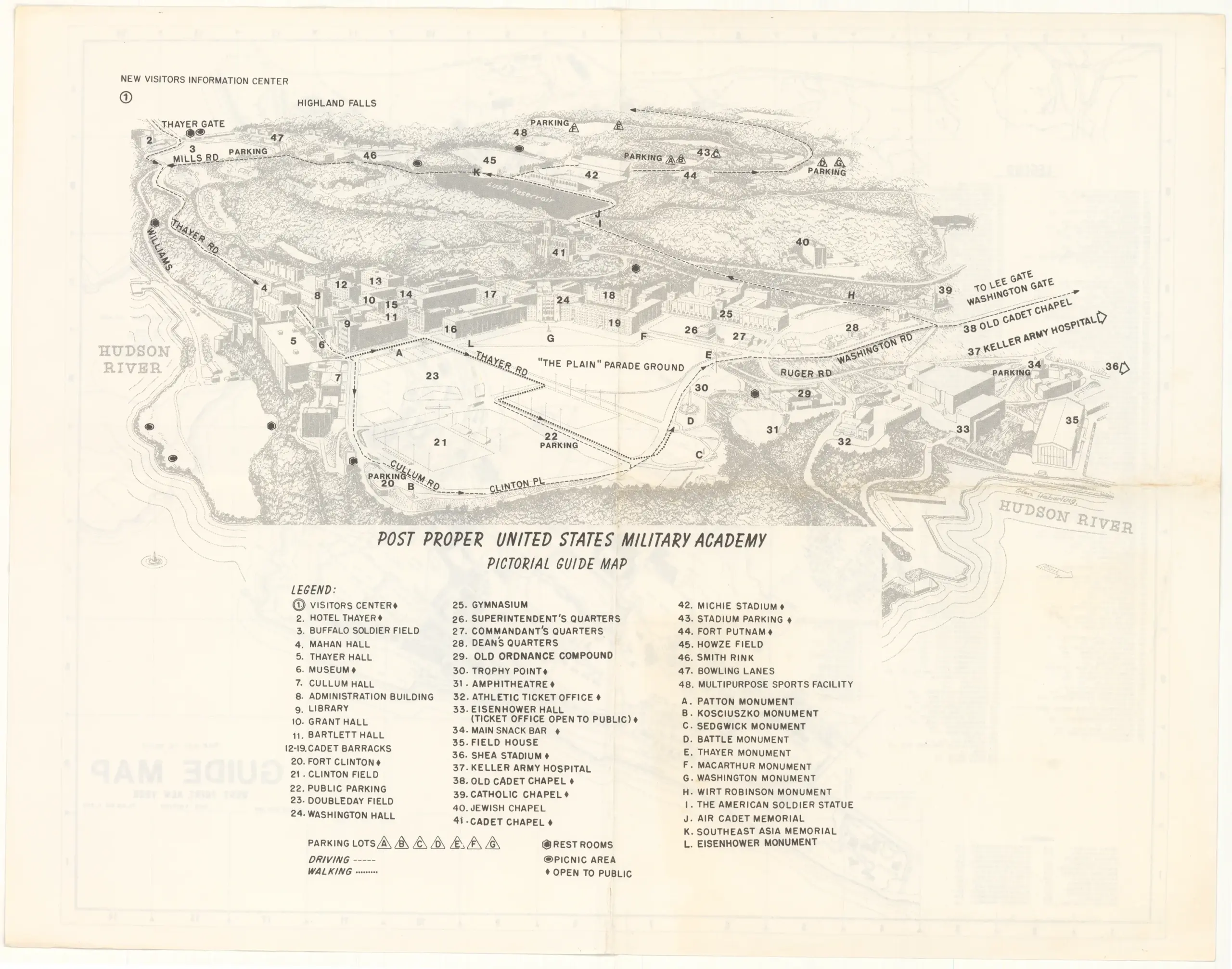 West Point New York Map 1978 U S Military Academy Campus Map Side WardMaps LLC