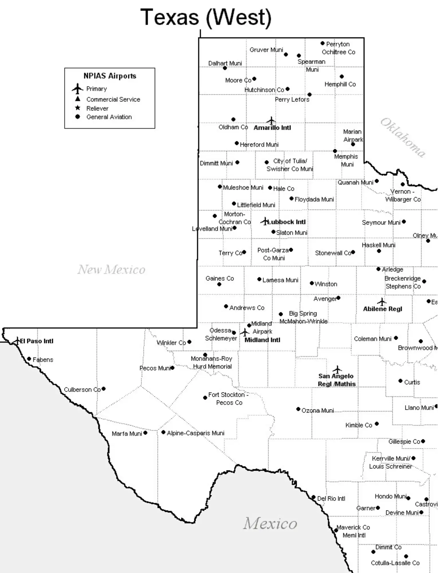 West Texas Airport Map West Texas Airports