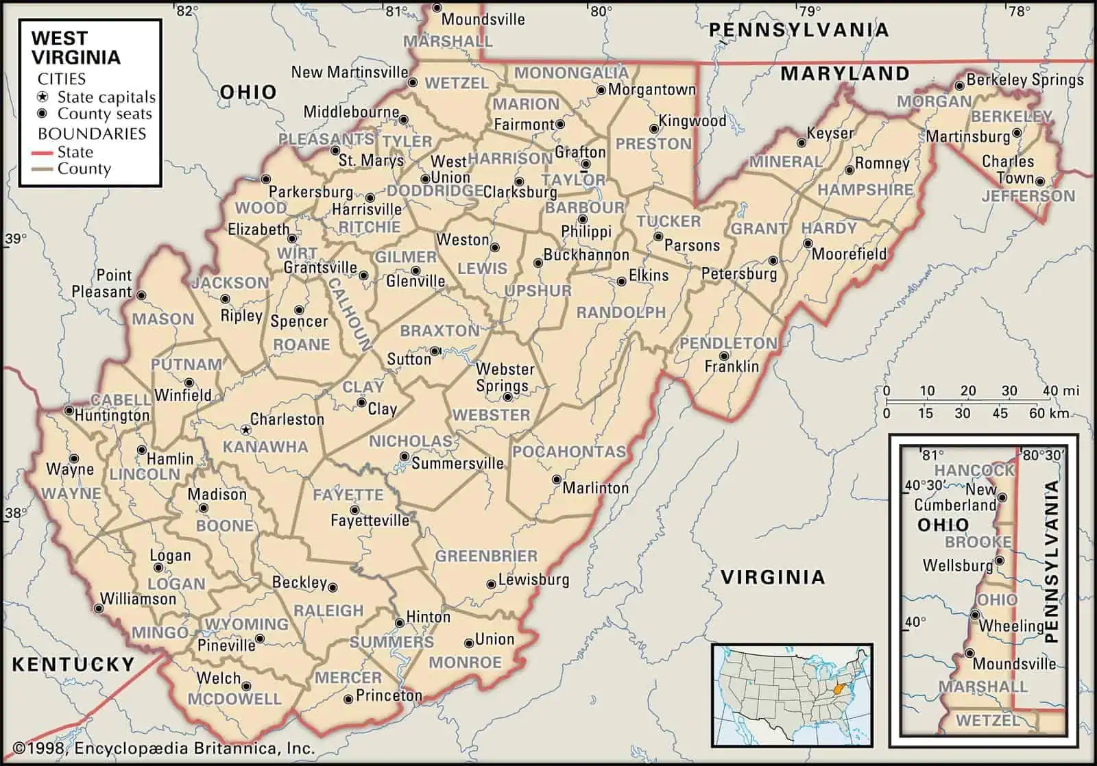 West Virginia County Maps Interactive History Complete List