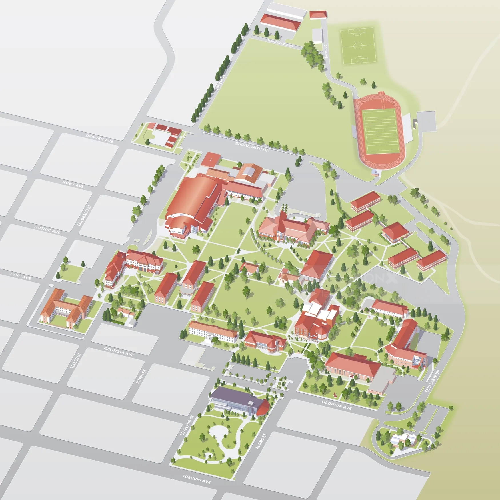 Western Colorado University Campus Map Illustration By Mike Hall