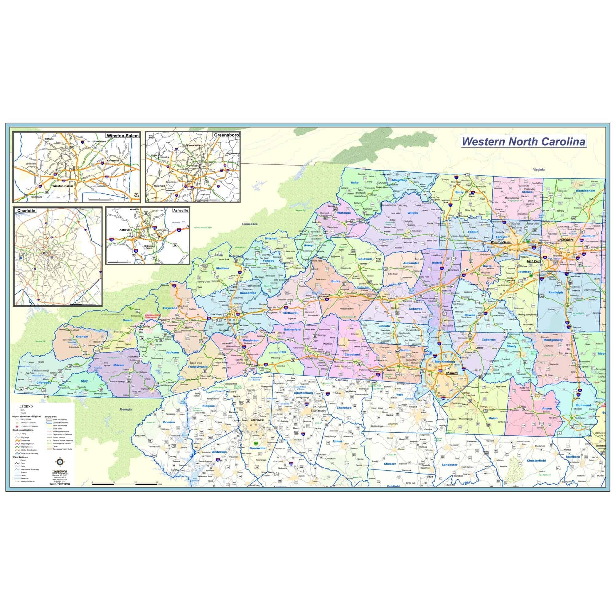 Western NC Wall Map Blue Ridge Smokies Map Shop Western NC Wall Map Blue Ridge Smokies Map Shop