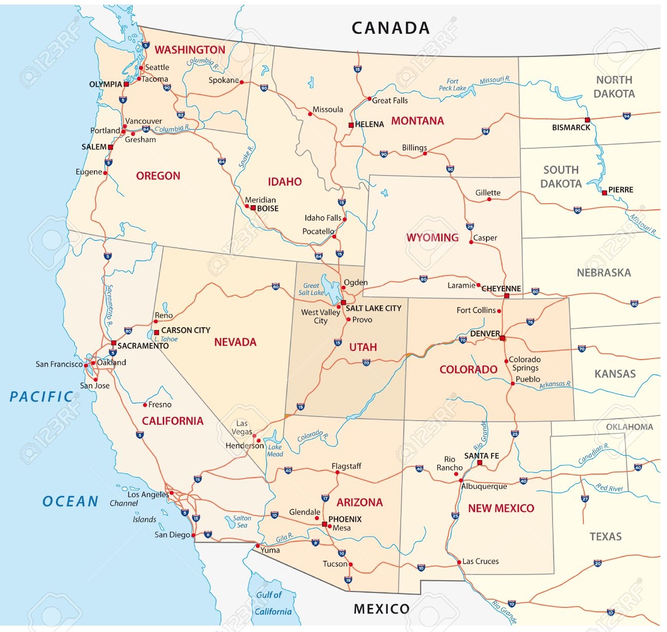 printable western states map