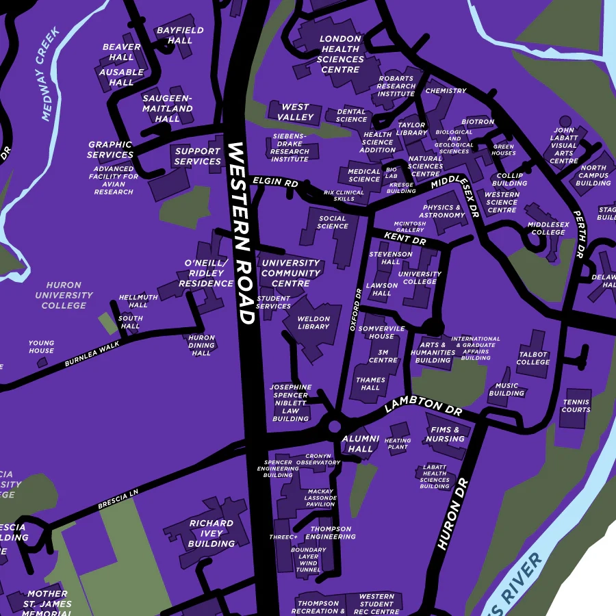 Western University Map Print Jelly Brothers