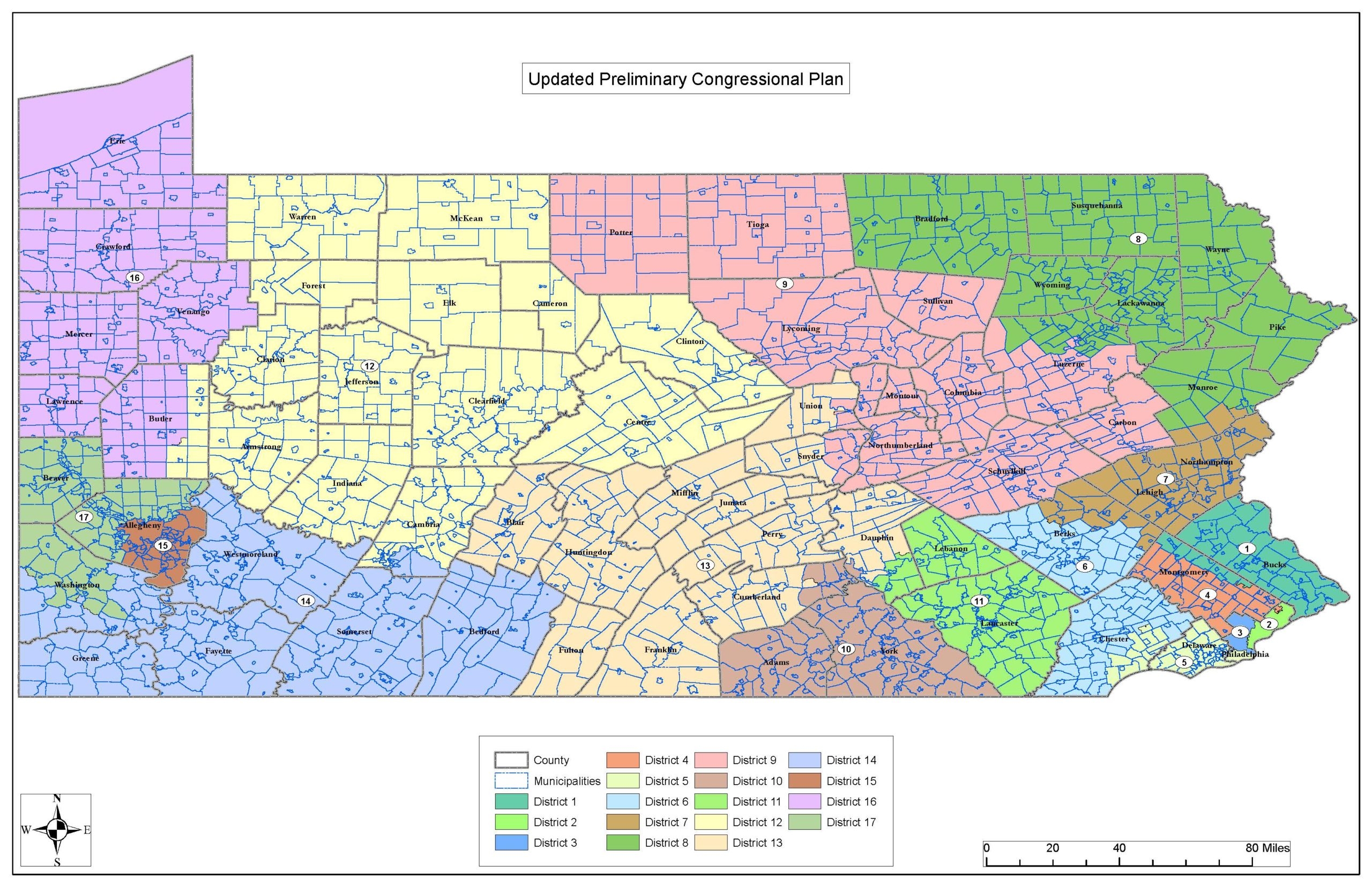 pennsylvania county population map