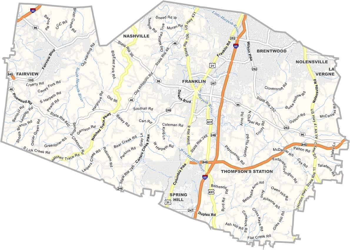 Williamson County Map Tennessee US County Maps Williamson County Map Tennessee US County Maps