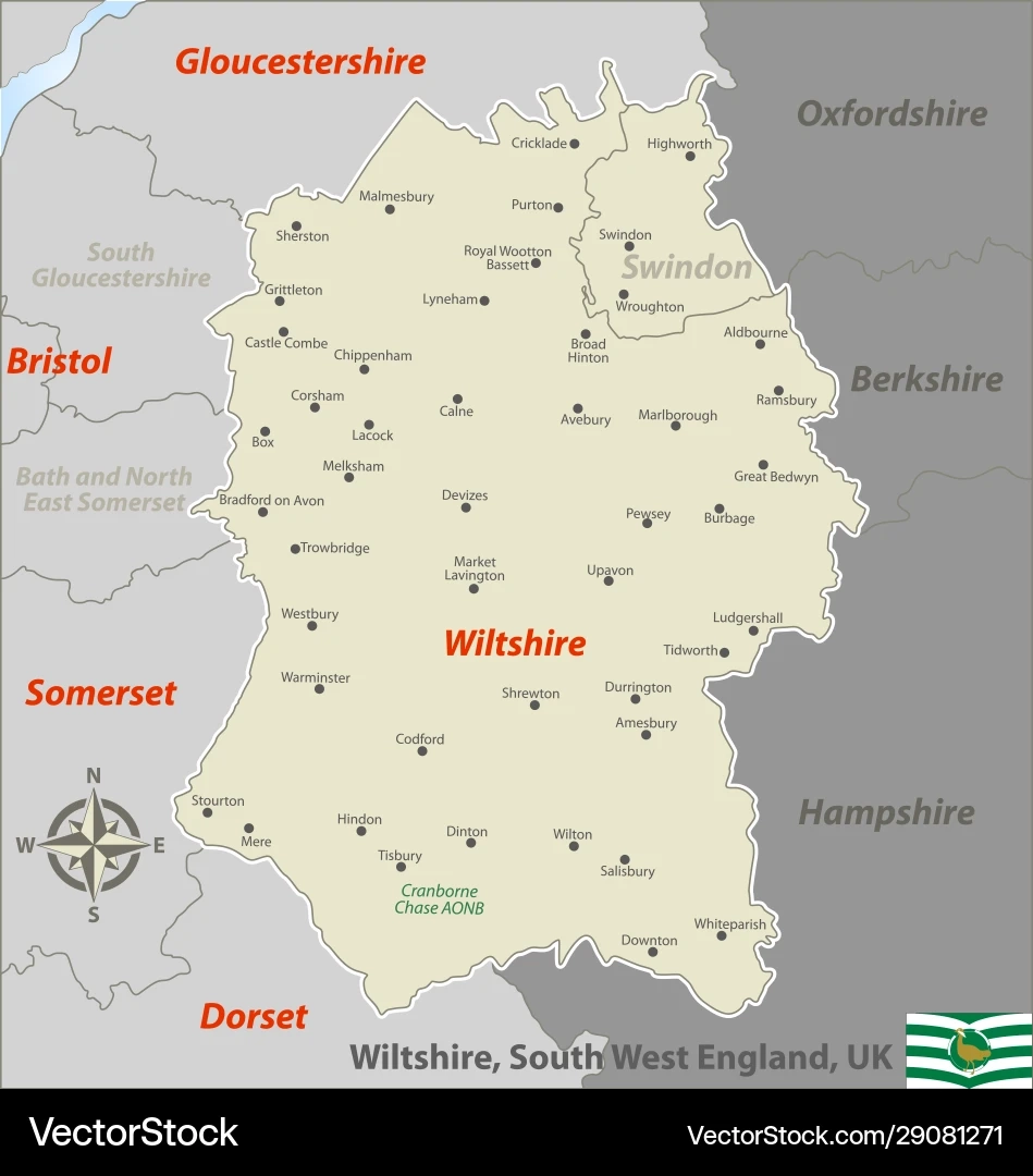 Wiltshire County Map England UK Royalty Free Vector VectorStock Wiltshire County Map England UK Royalty Free Vector VectorStock
