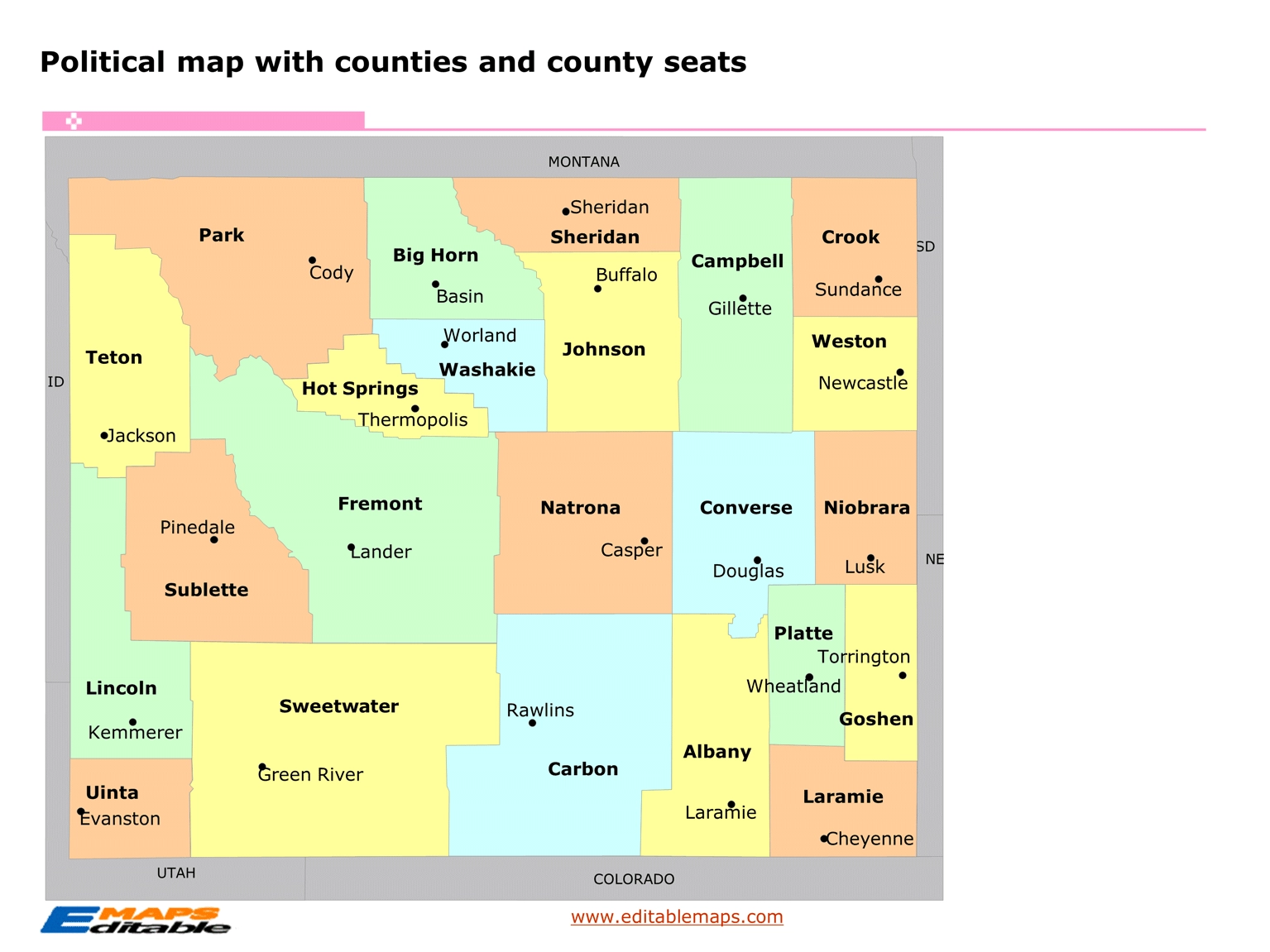 counties in wyoming map counties in wyoming map
