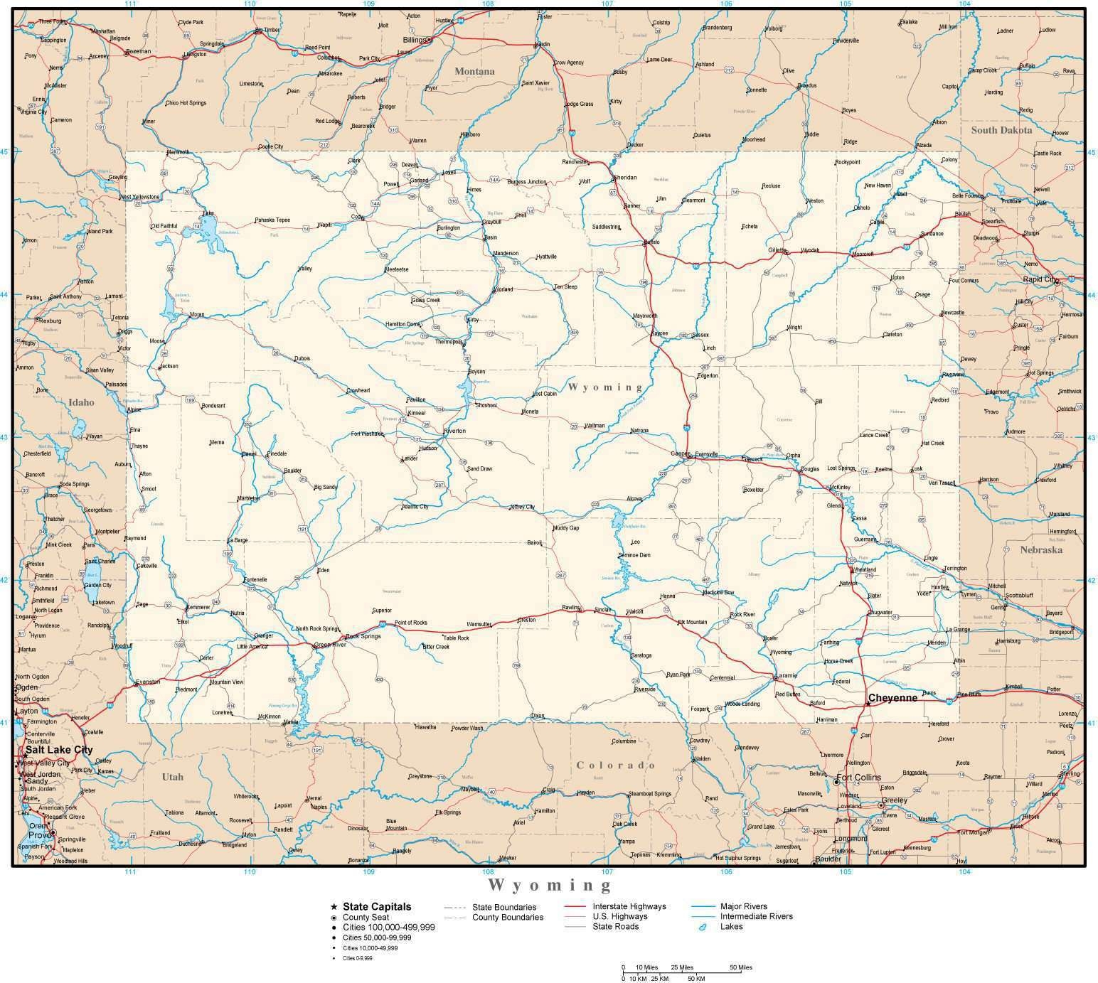 Wyoming Map In Adobe Illustrator Vector Format Wyoming Map In Adobe Illustrator Vector Format