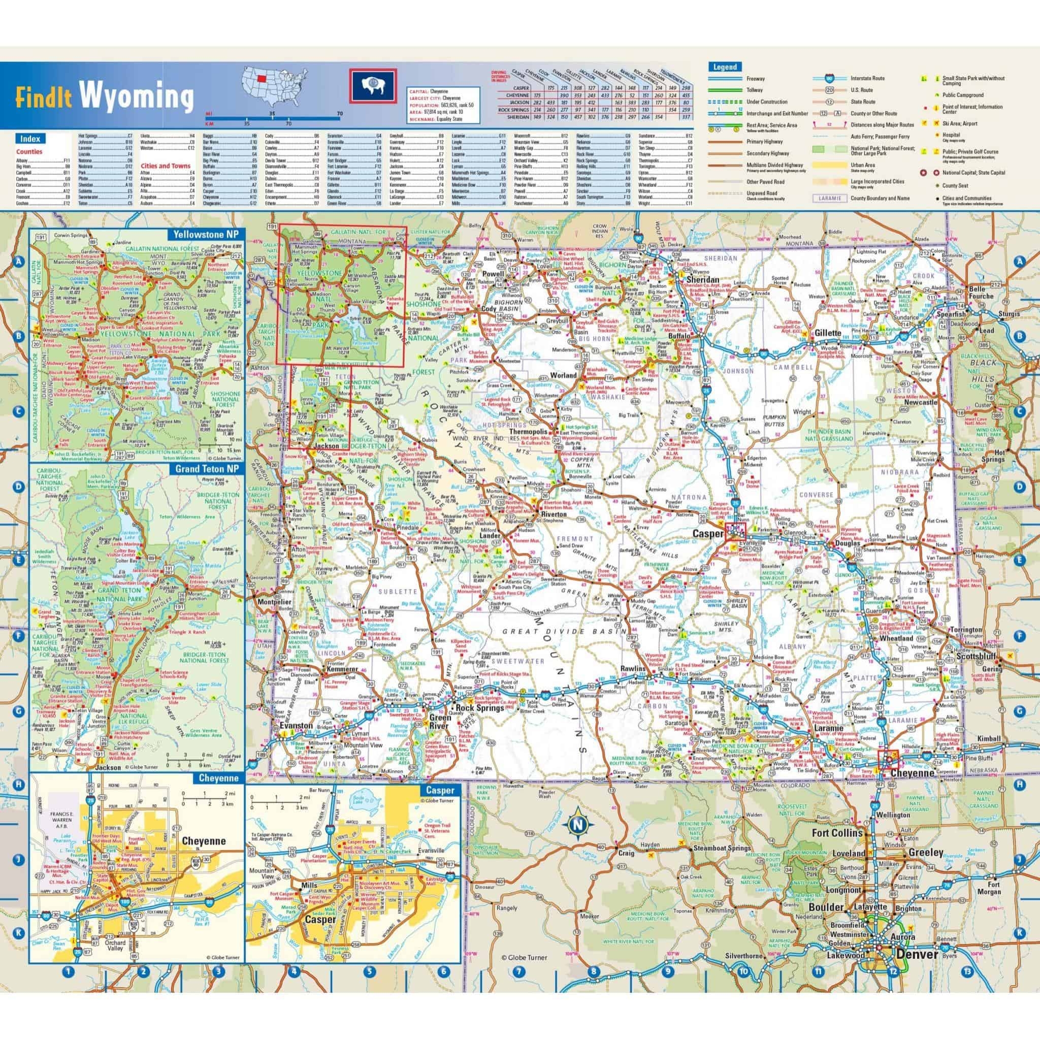 wyoming map with cities