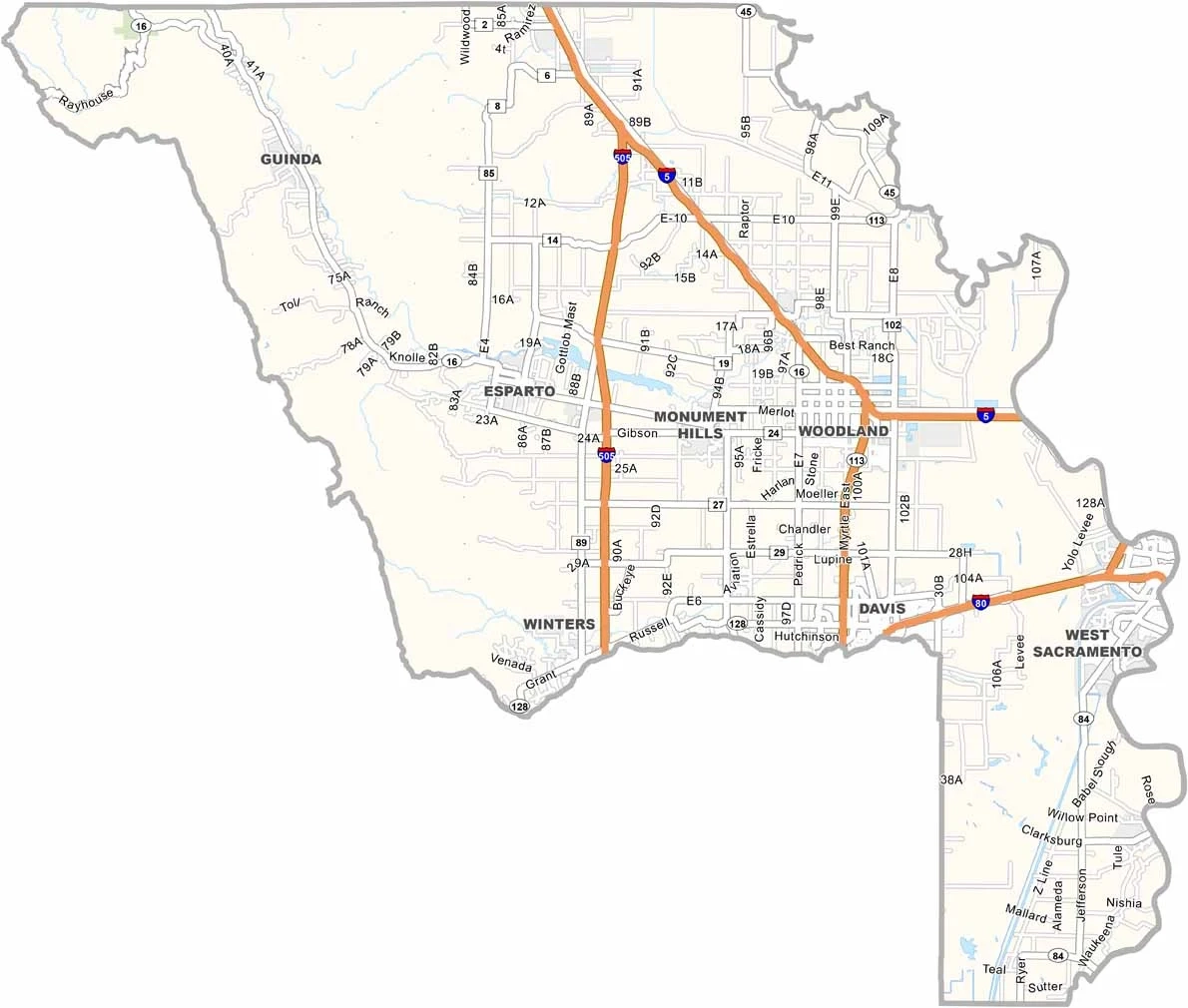 yolo county california map