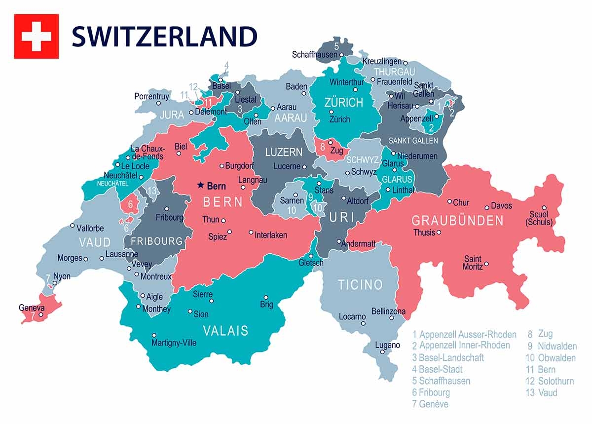 map of cities in switzerland