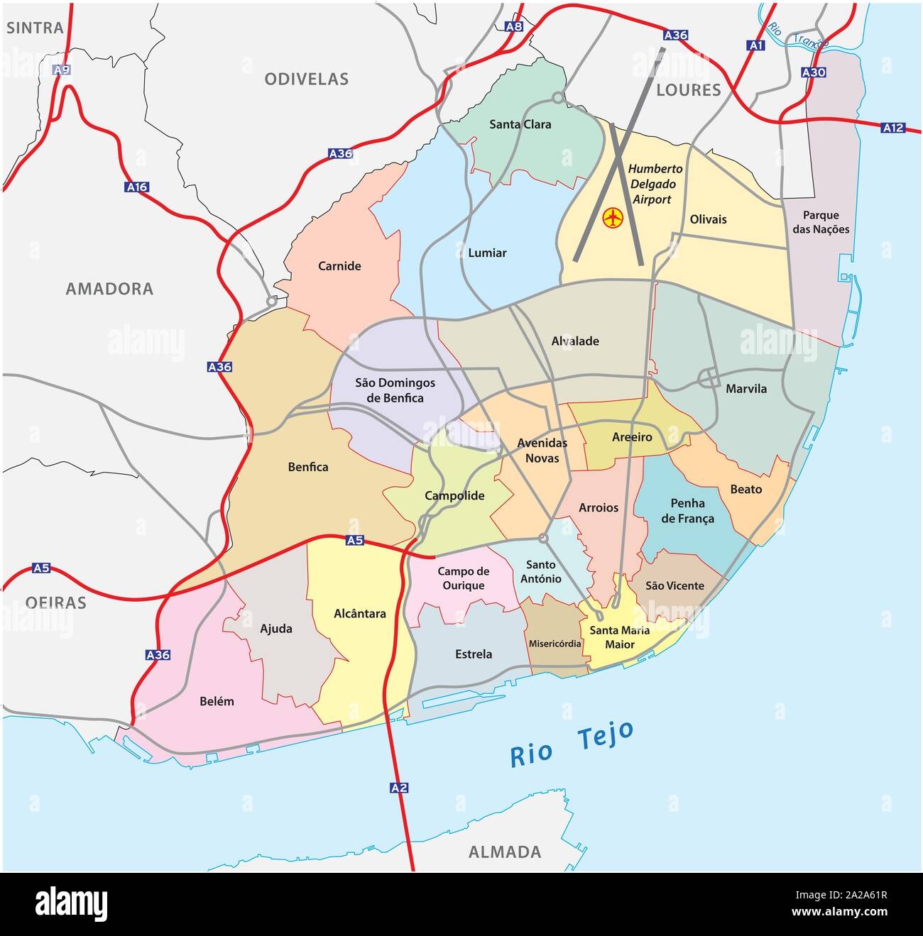 Administrative And Road Map Of The New City Structure Of Lisbon Stock Vector Image Art Alamy Administrative And Road Map Of The New City Structure Of Lisbon Stock Vector Image Art Alamy
