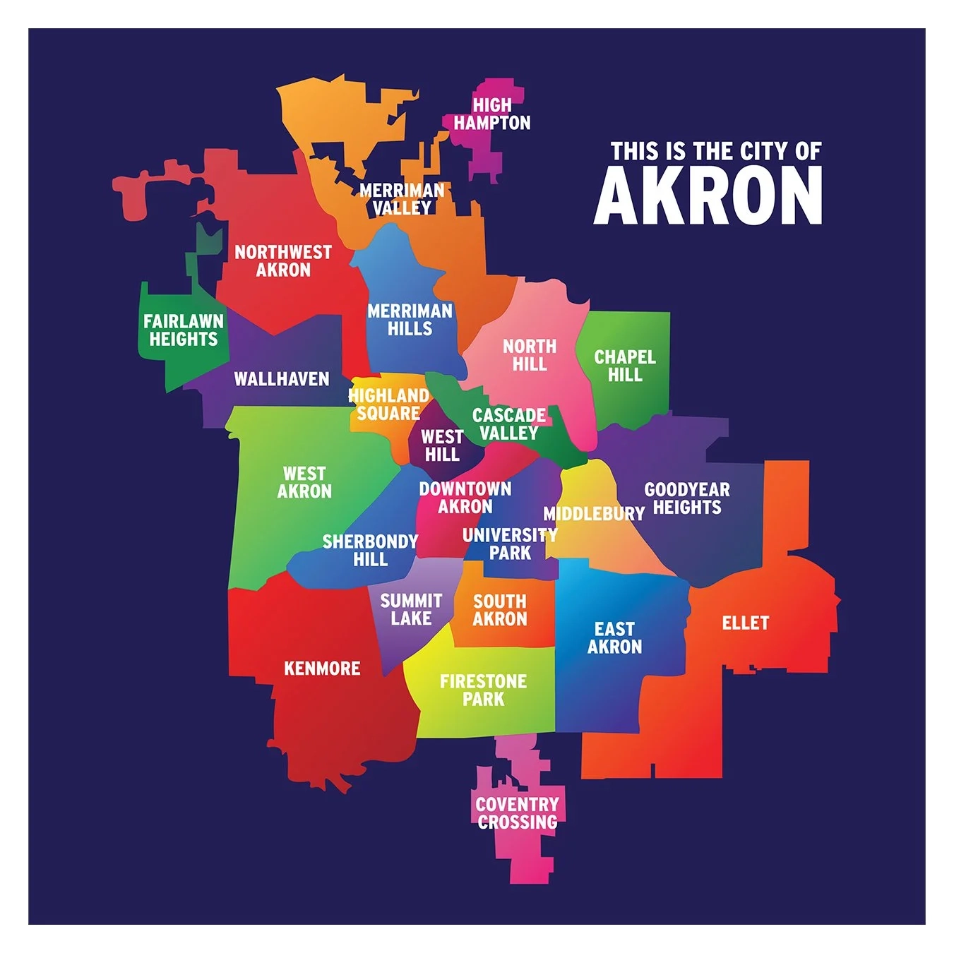 Akron Neighborhood Map ART X LOVE