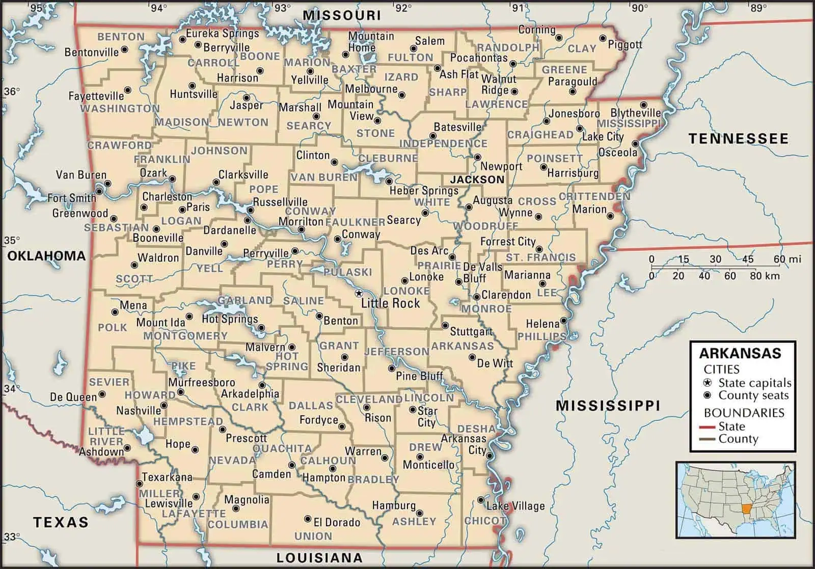 Arkansas County Maps Interactive History Complete List