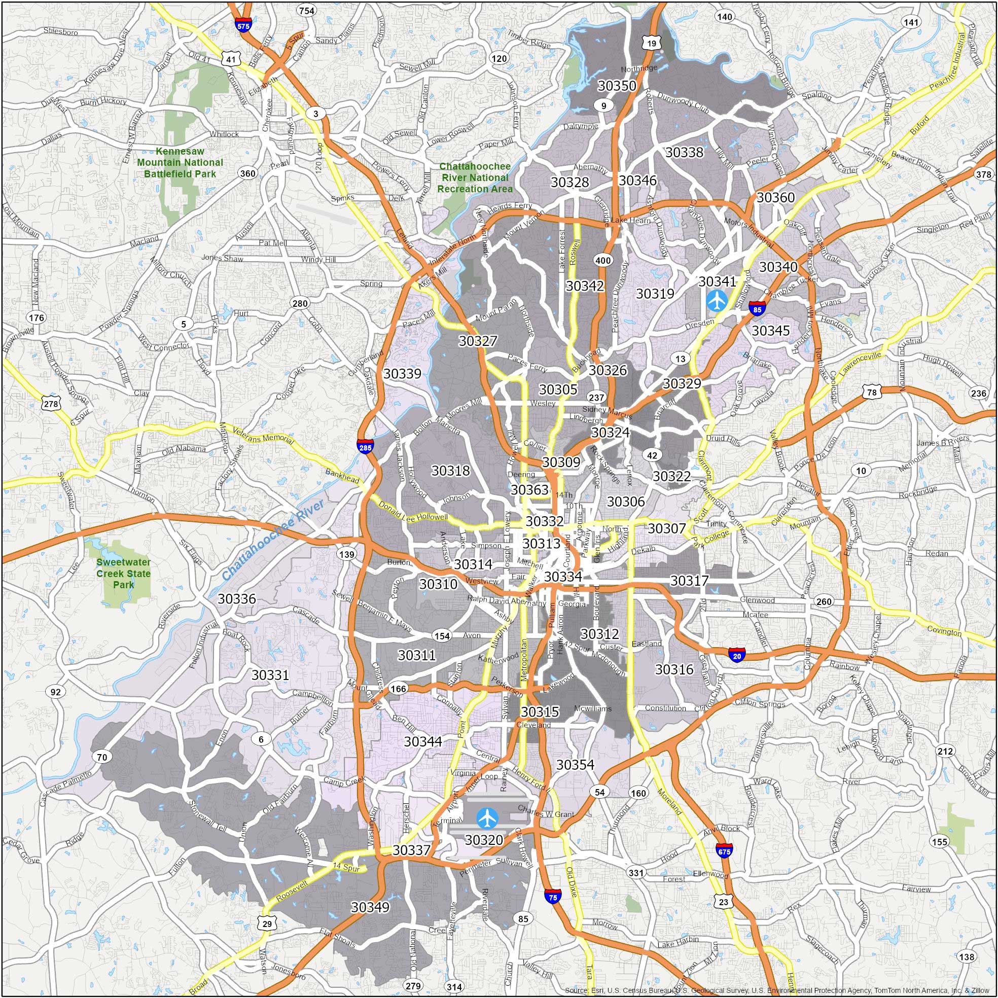 Atlanta Zip Code Map GIS Geography Atlanta Zip Code Map GIS Geography