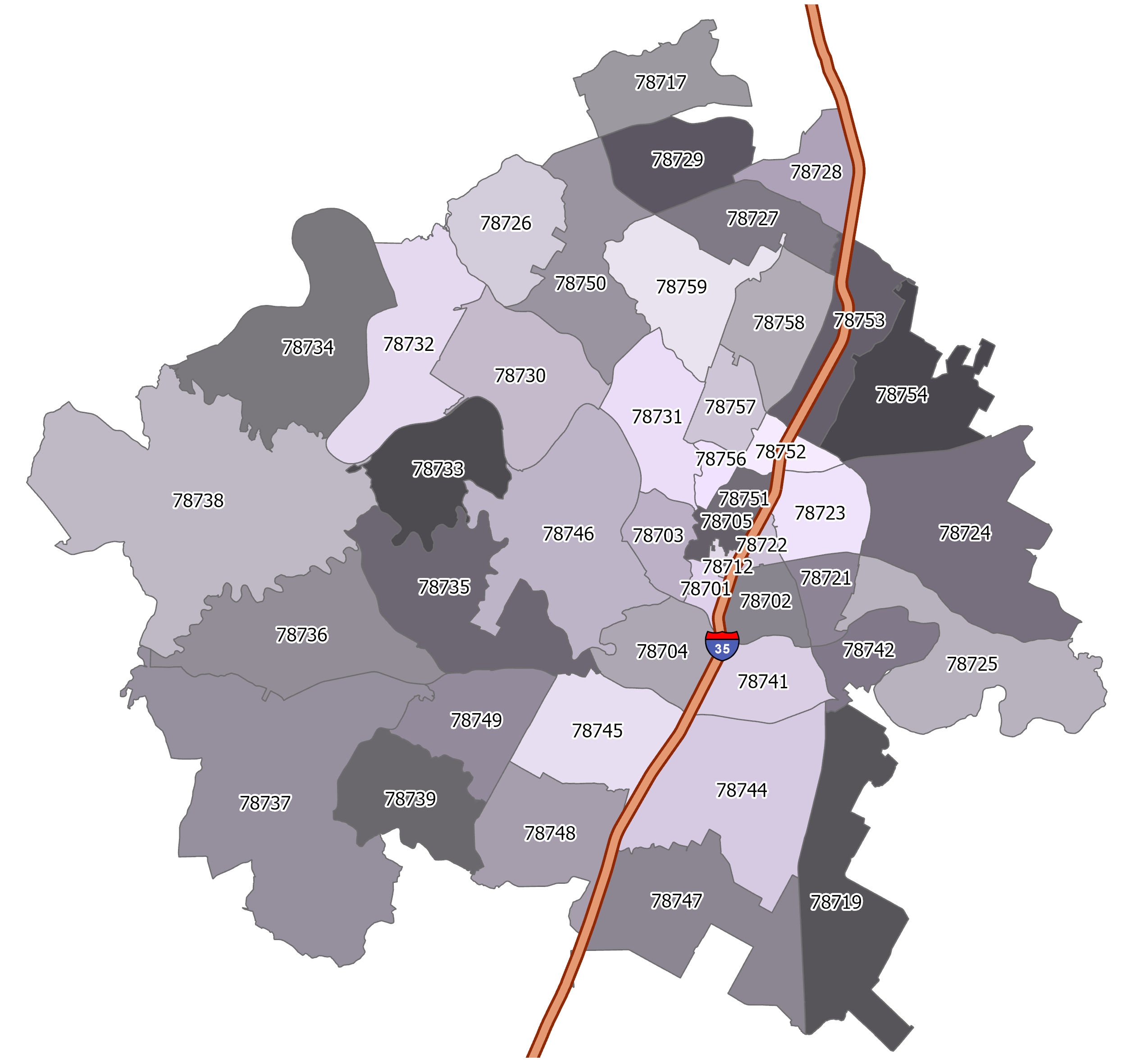 Austin Texas Zip Code Map GIS Geography