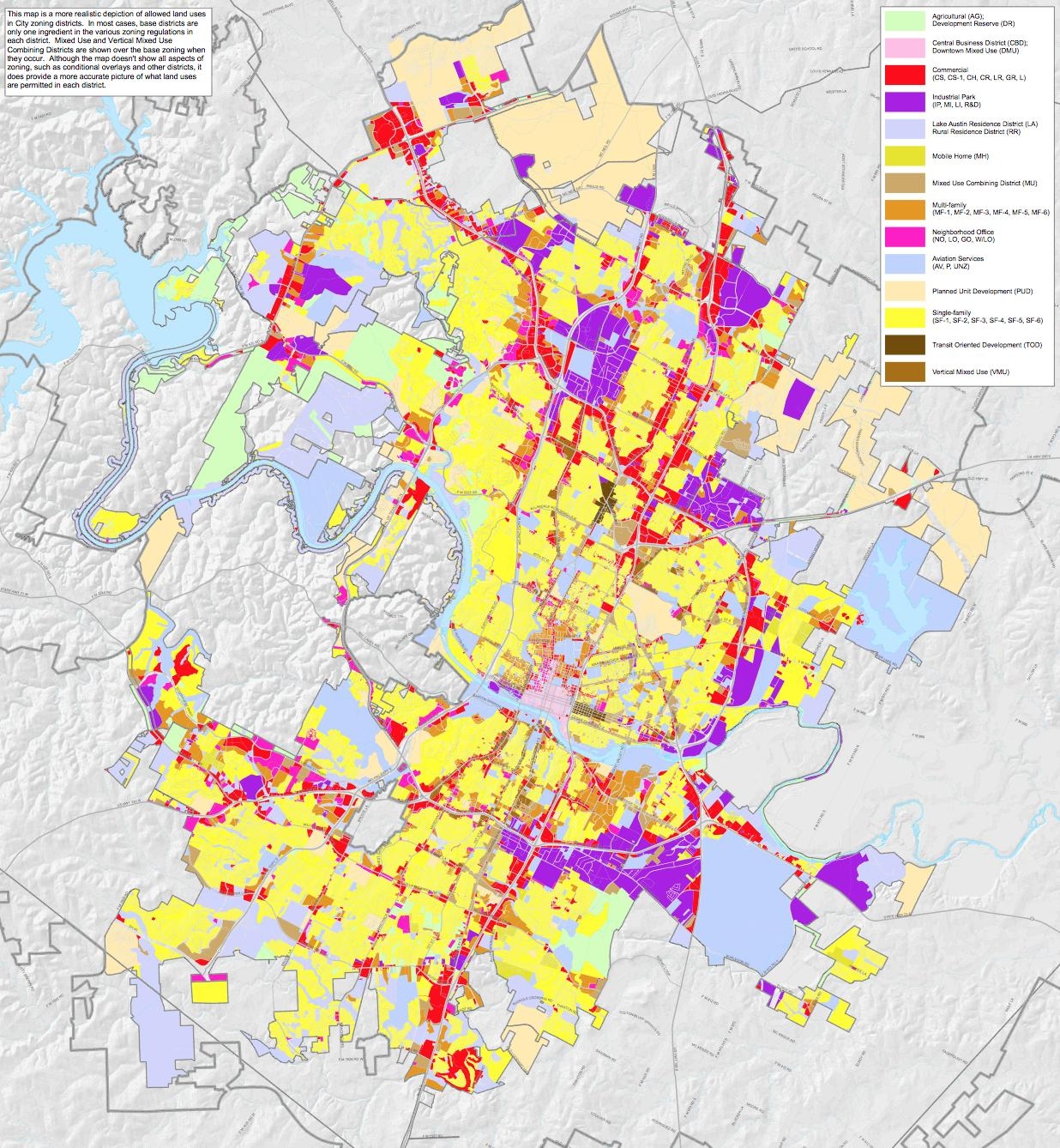 Austin Zoning Map City Of Austin Zoning Map Texas USA
