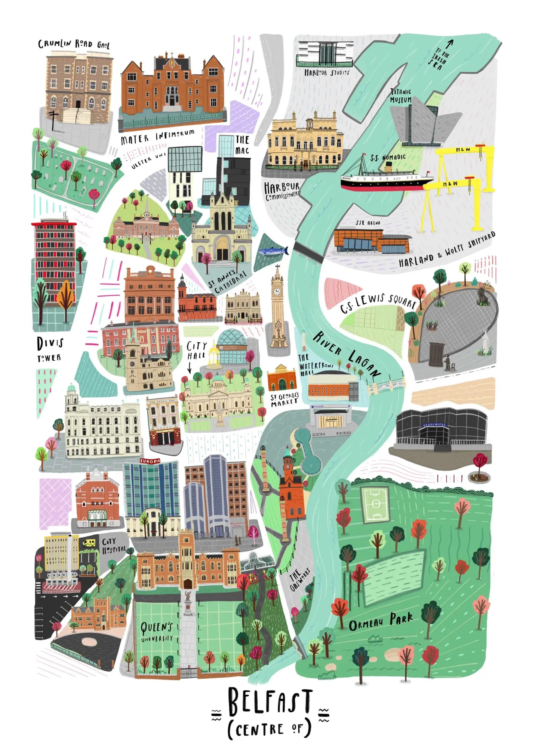 Belfast centre Of Map Etsy Israel Belfast centre Of Map Etsy Israel