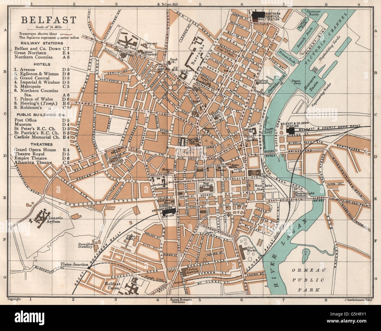 BELFAST Town City Plan Northern Ireland Ulster 1902 Antique Map Stock Photo Alamy