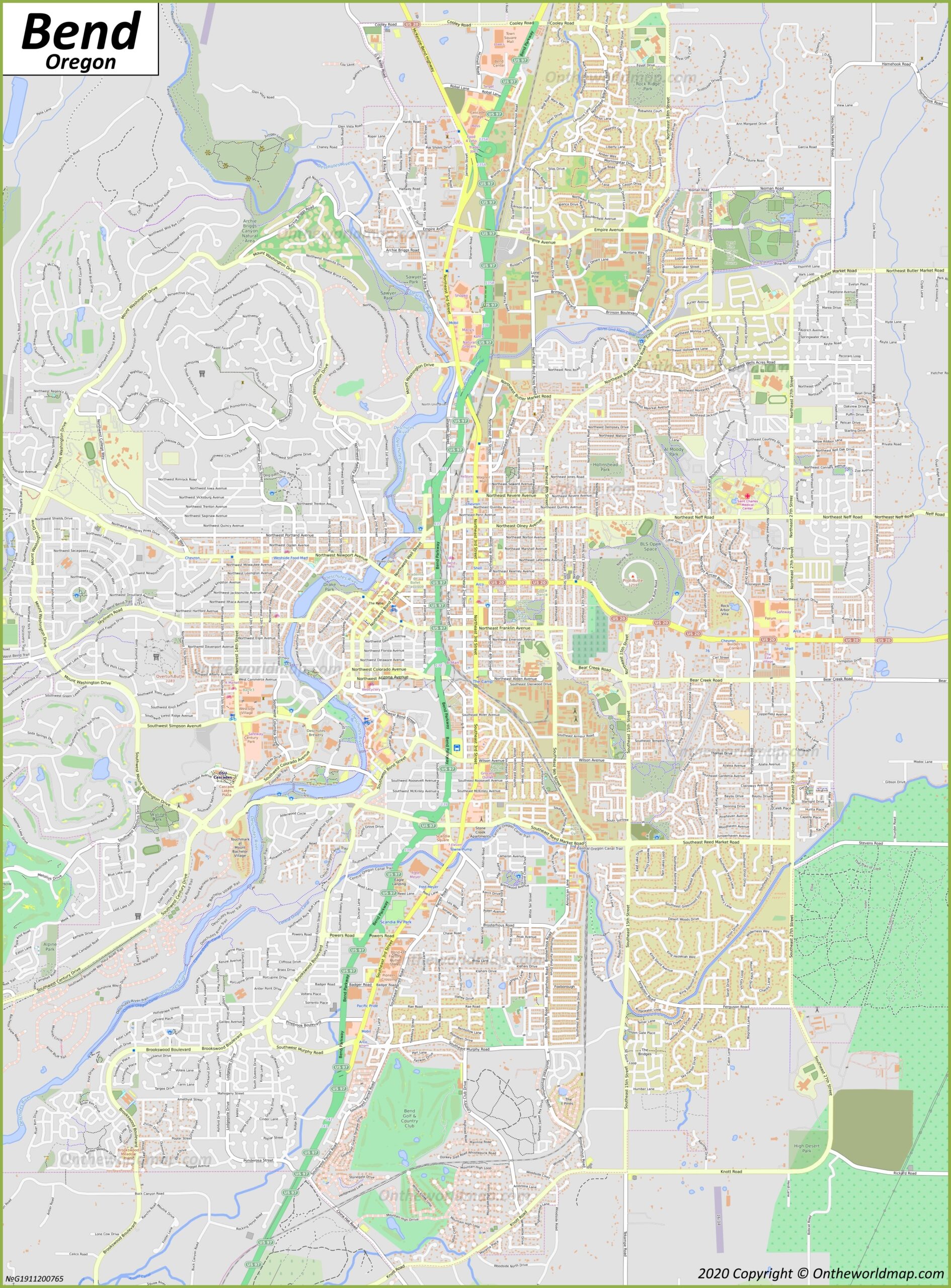 Bend Map Oregon U S Discover Bend With Detailed Maps