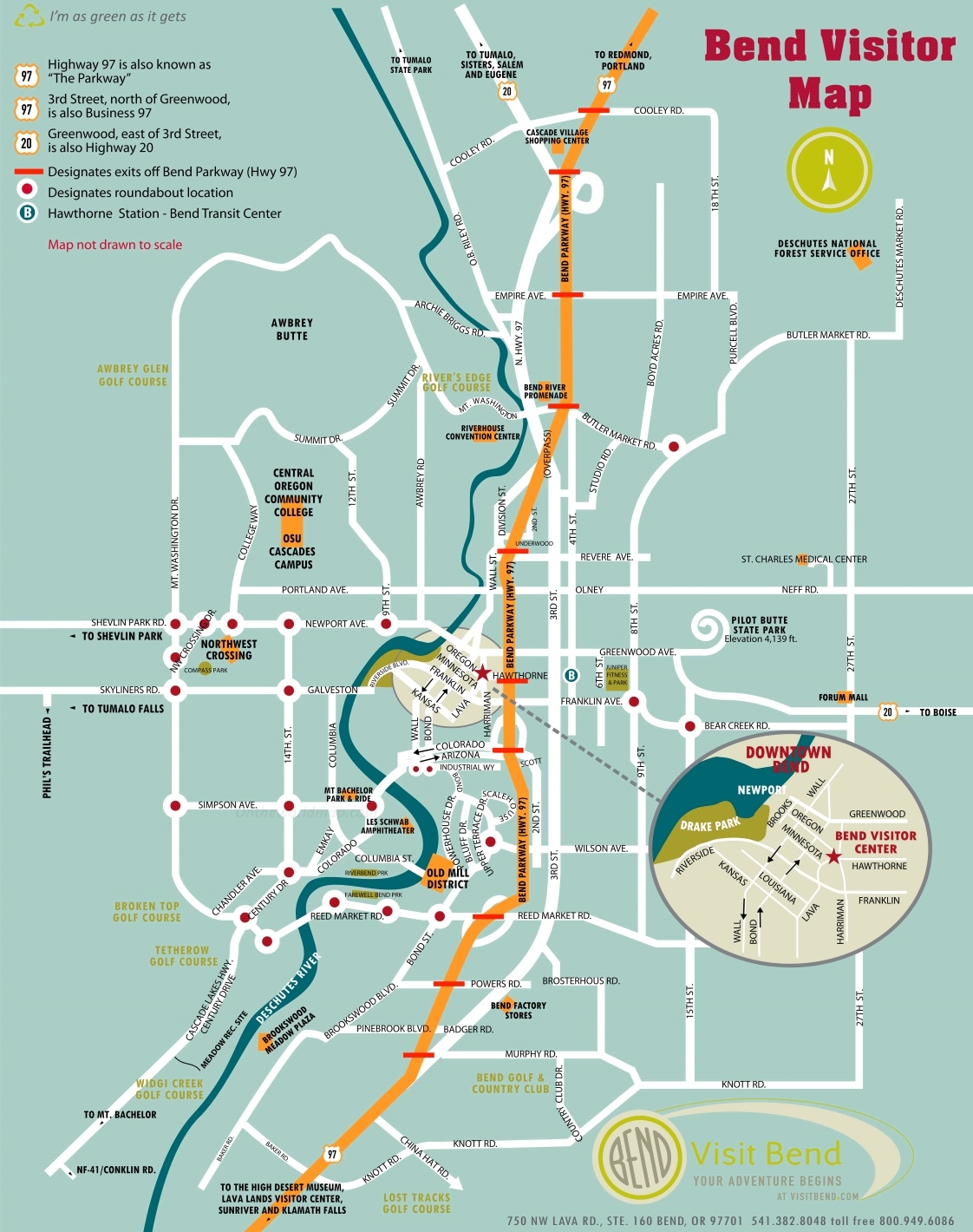 Bend OR Tourist Map Ontheworldmap