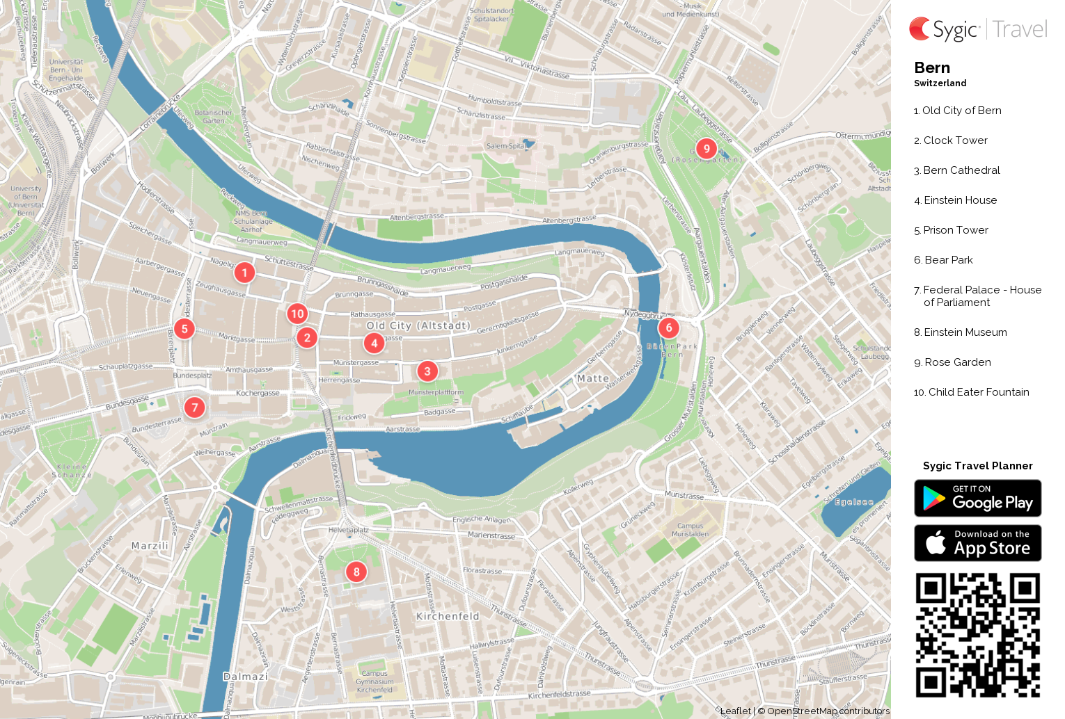Bern Printable Tourist Map Bern Printable Tourist Map