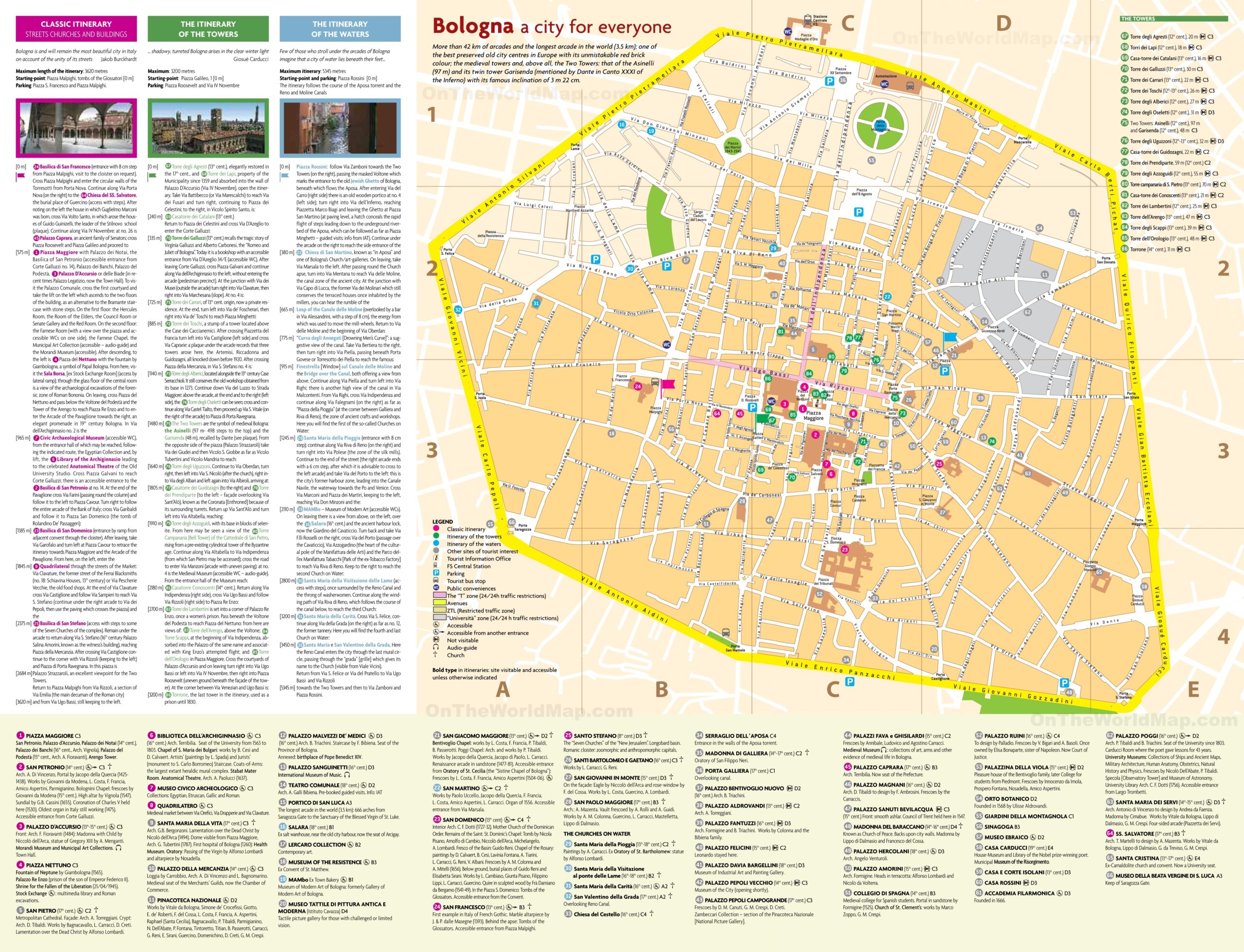 Bologna City Centre Map Ontheworldmap