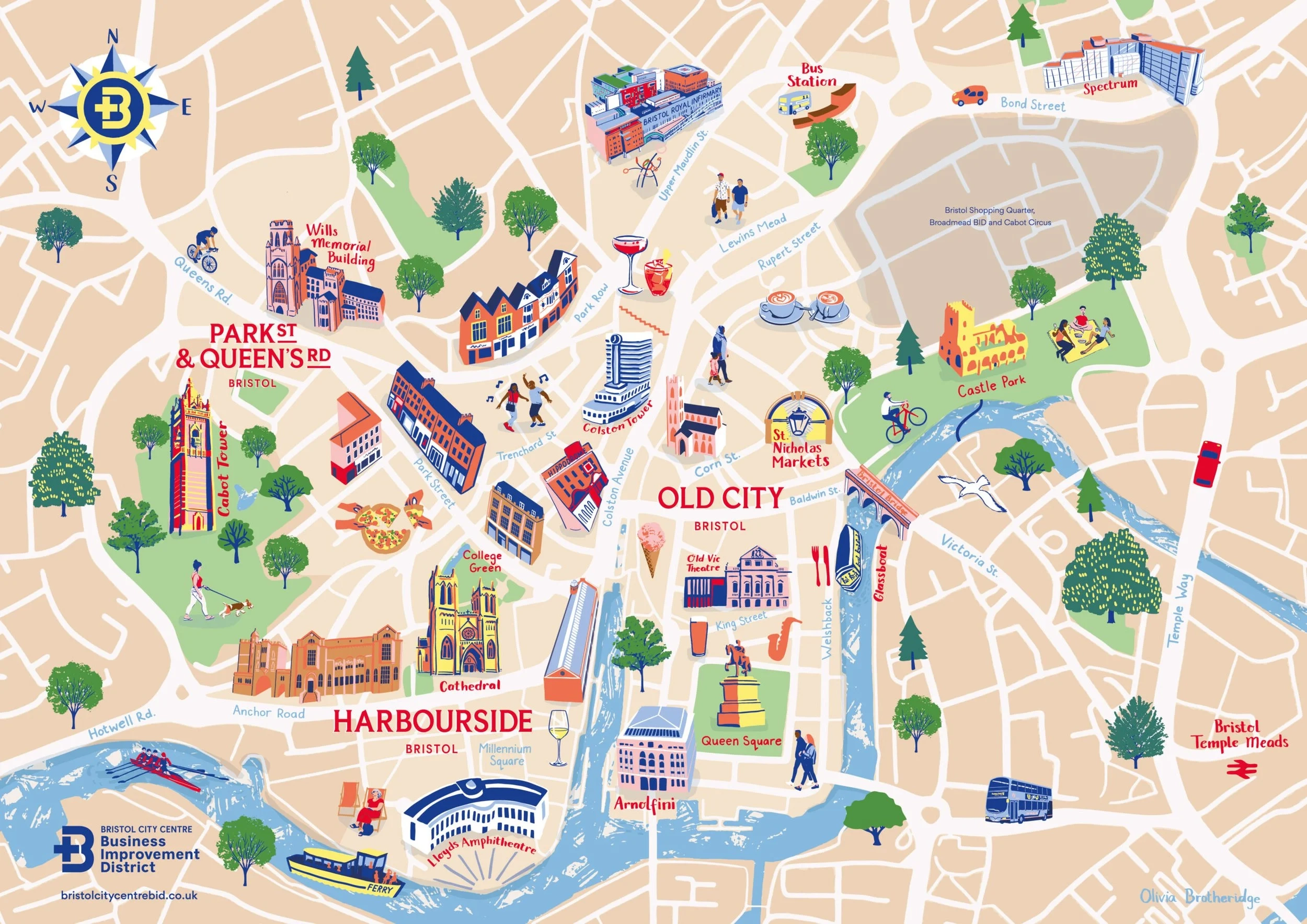 Bristol Illustrated Map Olivia Brotheridge Design
