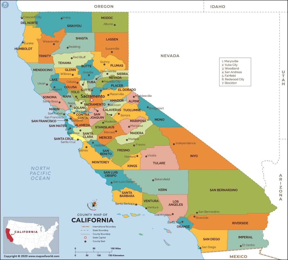 california map counties and cities