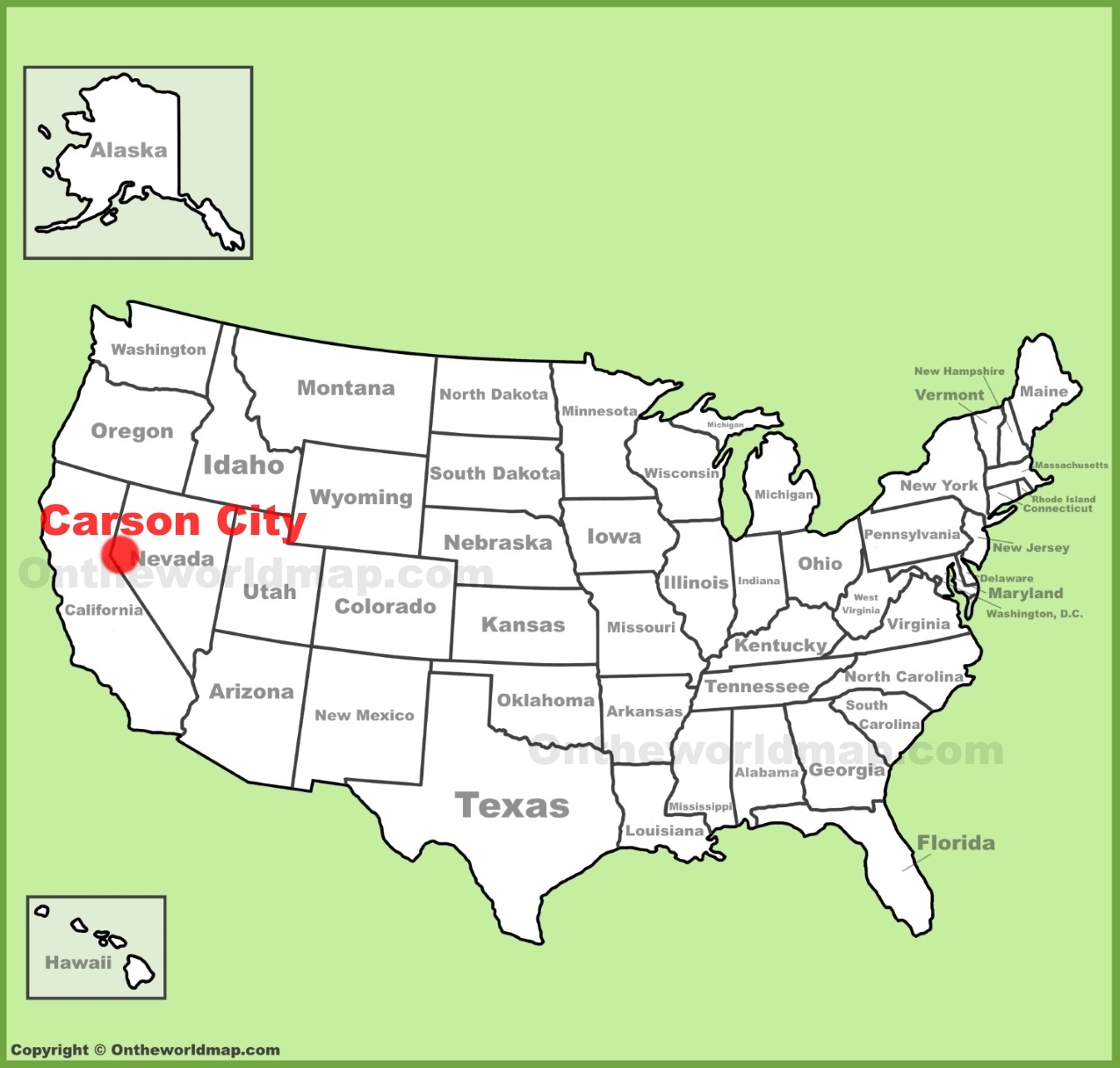 Carson City Location On The U S Map Ontheworldmap Carson City Location On The U S Map Ontheworldmap