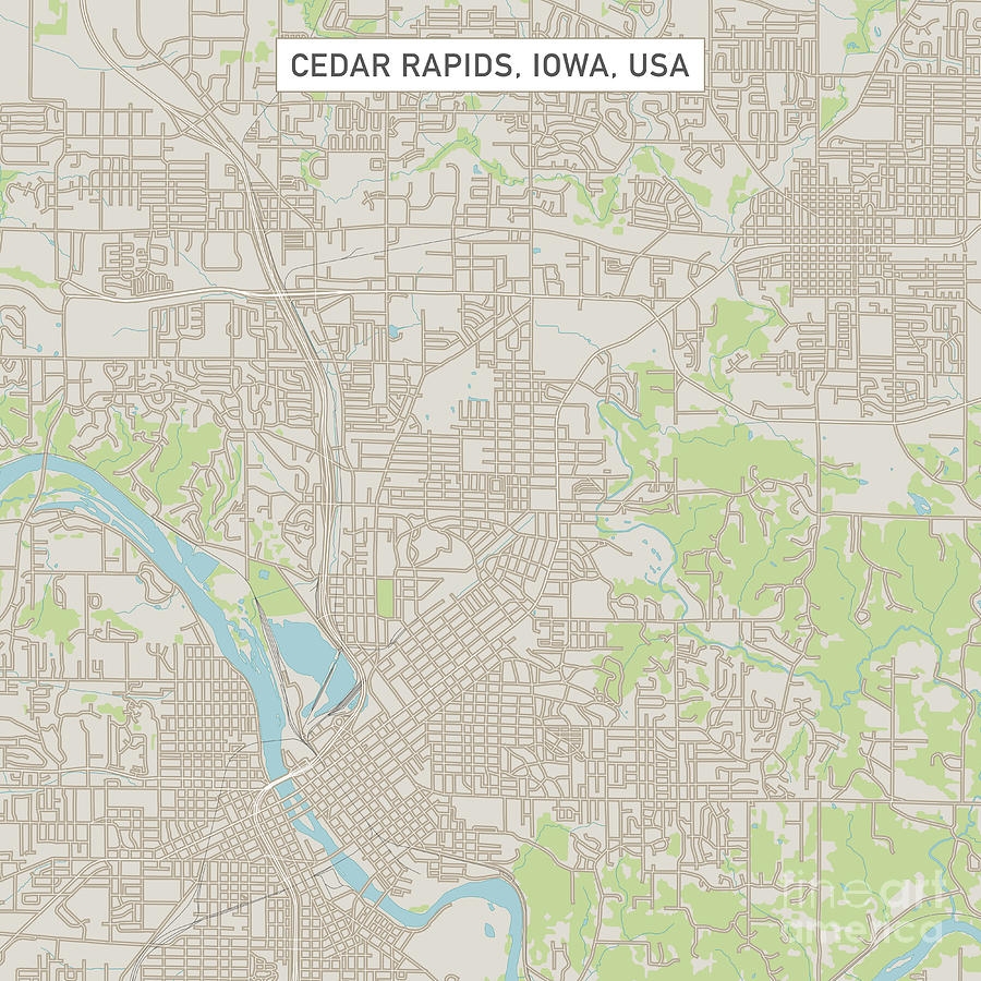 Cedar Rapids Iowa US City Street Map Digital Art By Frank Ramspott Fine Art America